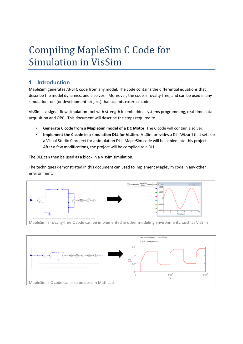 Compiling Maplesim C Code for Simulation in Vissim