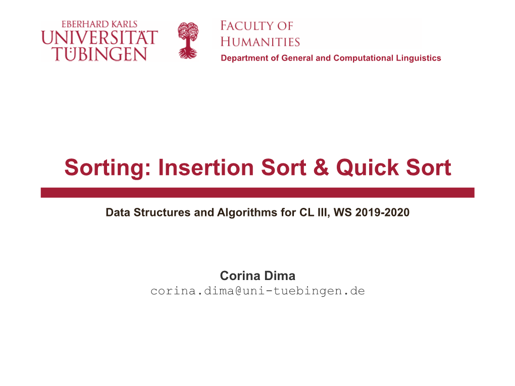 Insertion Sort & Quick Sort