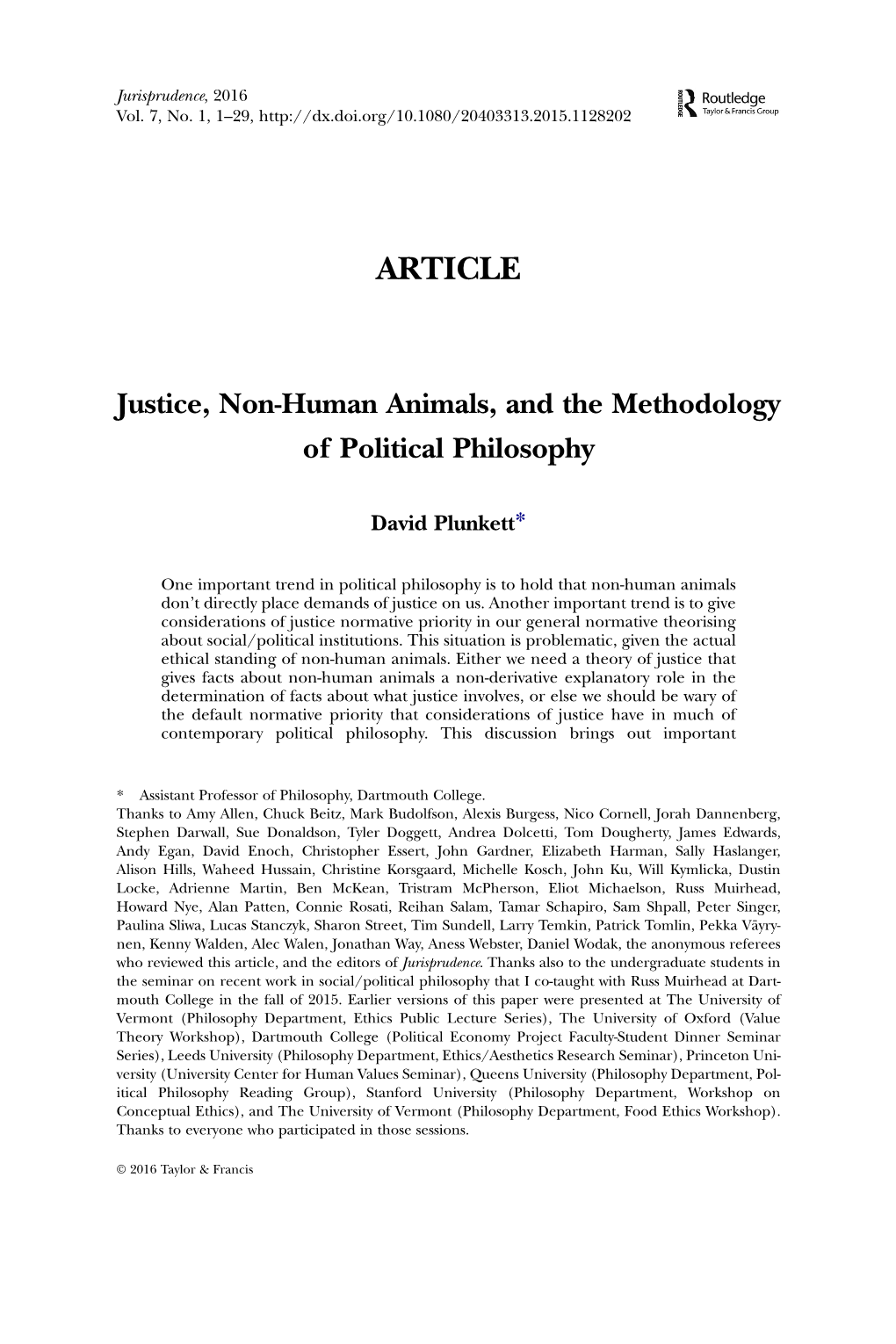 Justice, Non-Human Animals, and the Methodology of Political Philosophy