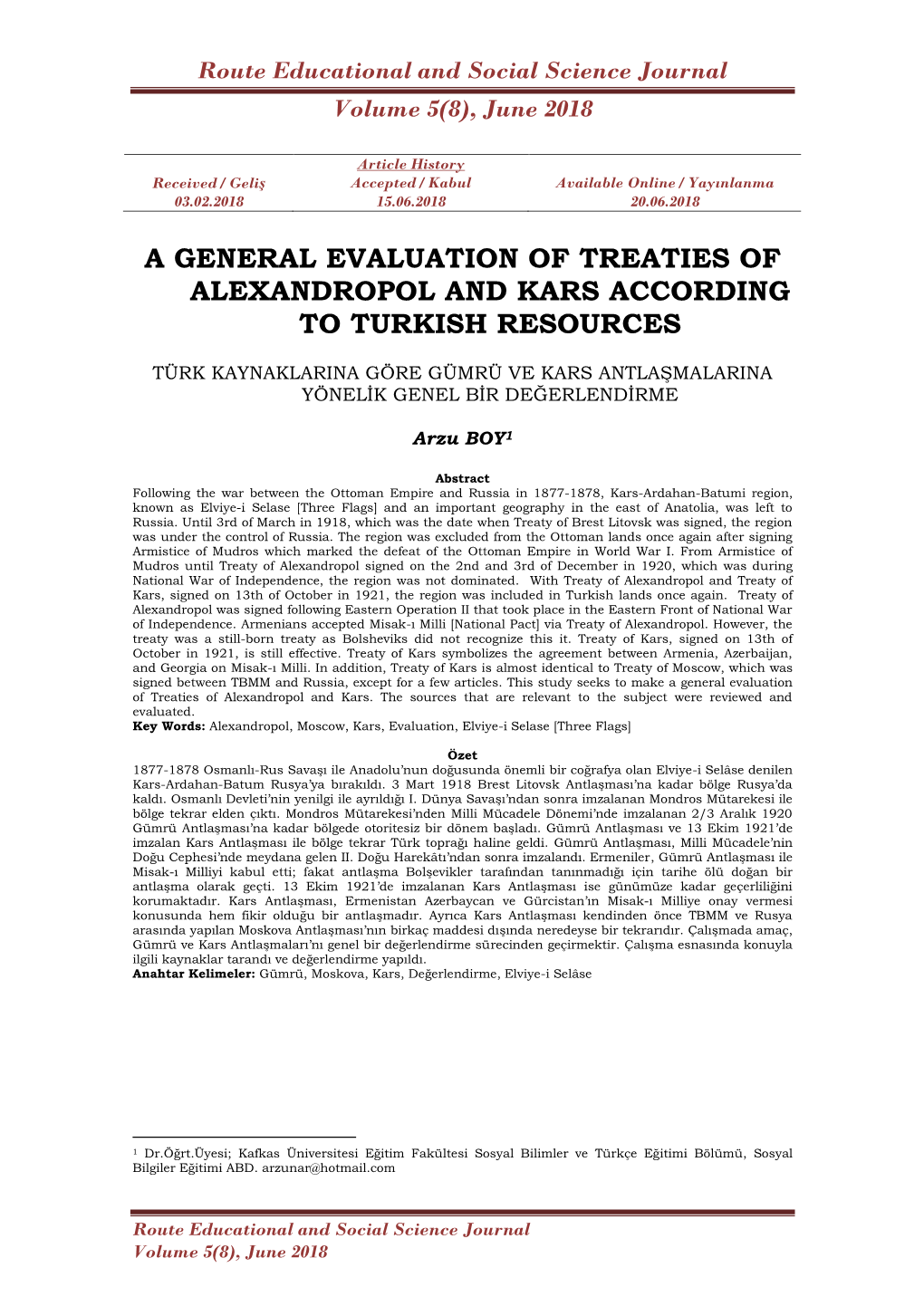 Route Educational and Social Science Journal Volume 5(8), June 2018