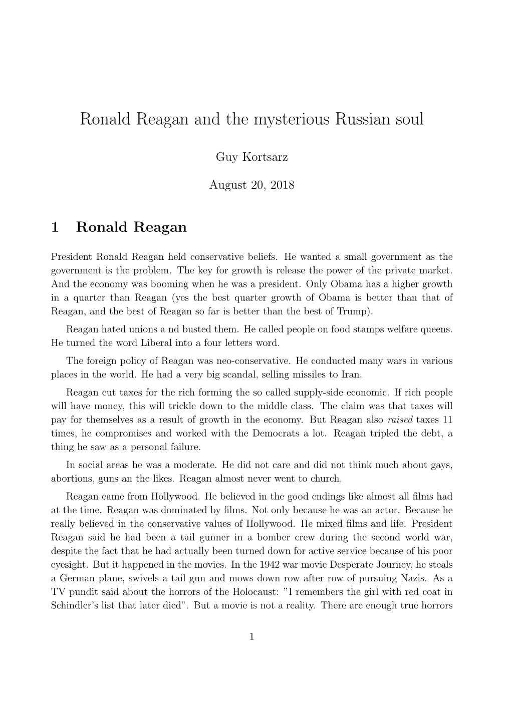 Ronald Reagan and the Mysterious Russian Soul