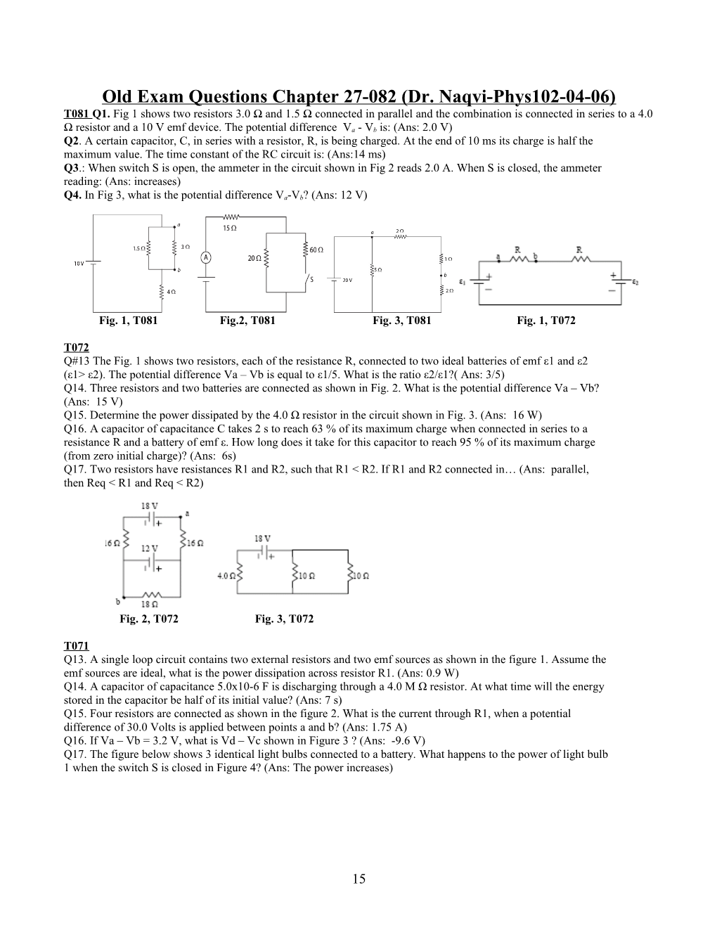 Old Exam Questions Chapter 27-082 (Dr. Naqvi-Phys102-04-06)