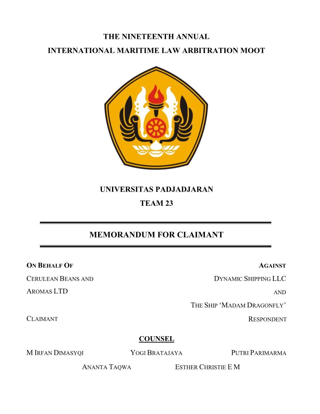 Memorandum for Claimant