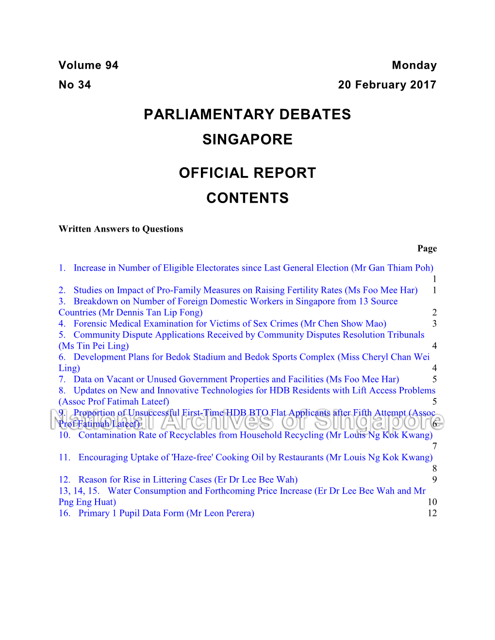 Parliamentary Debates Singapore Official Report