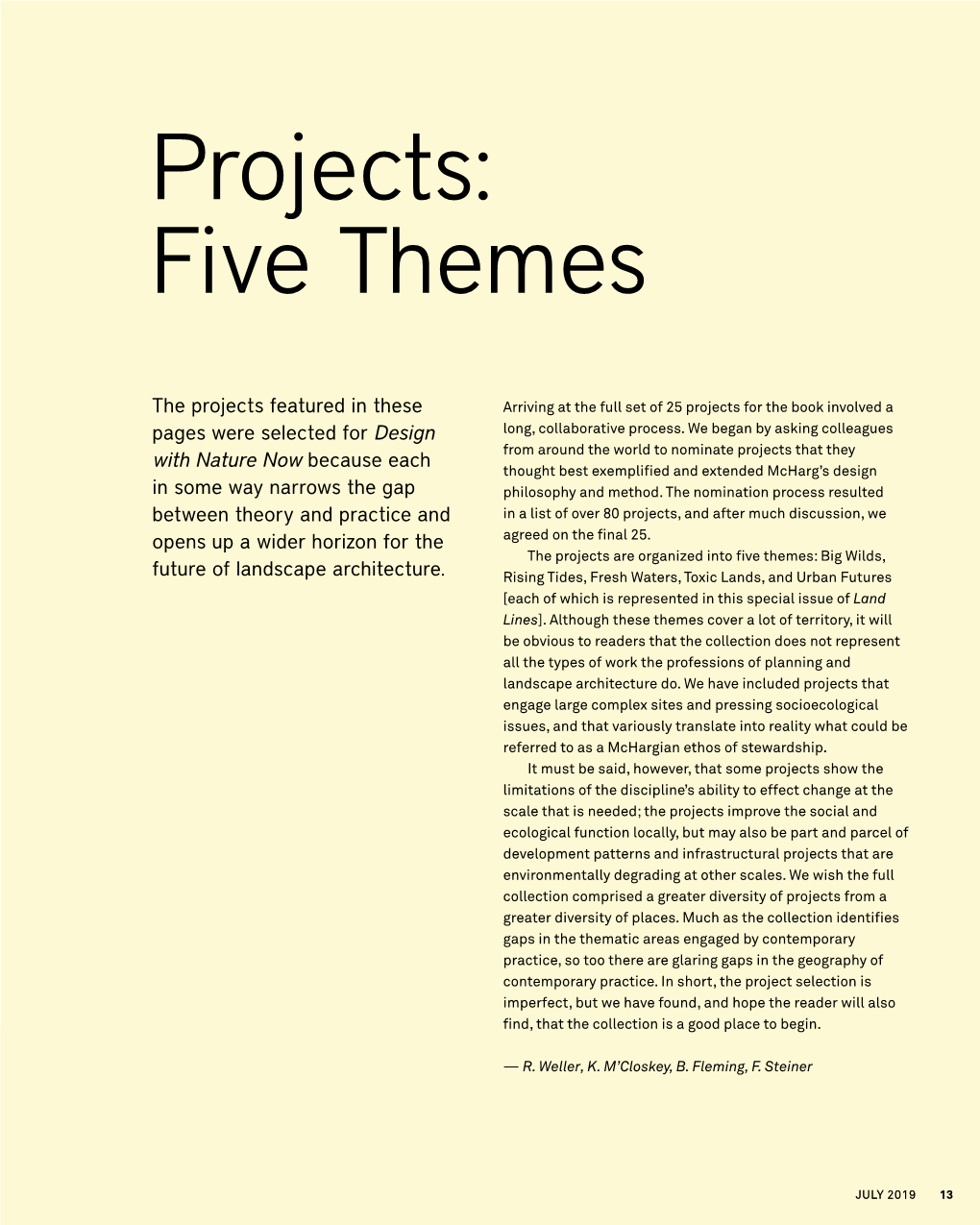 Projects: Five Themes