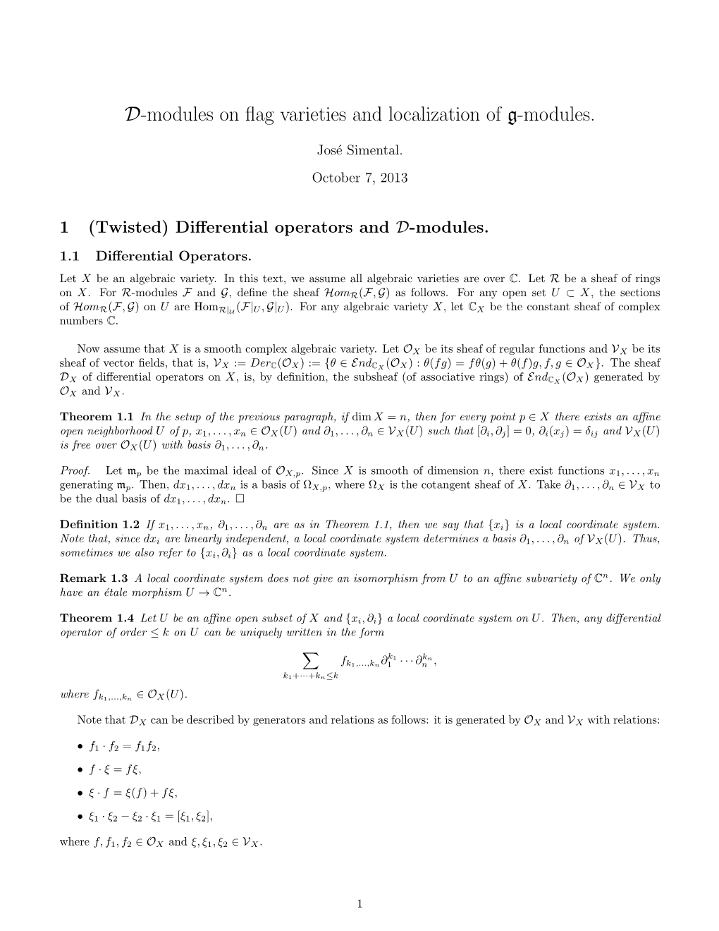 D-Modules on Flag Varieties and Localization of G-Modules