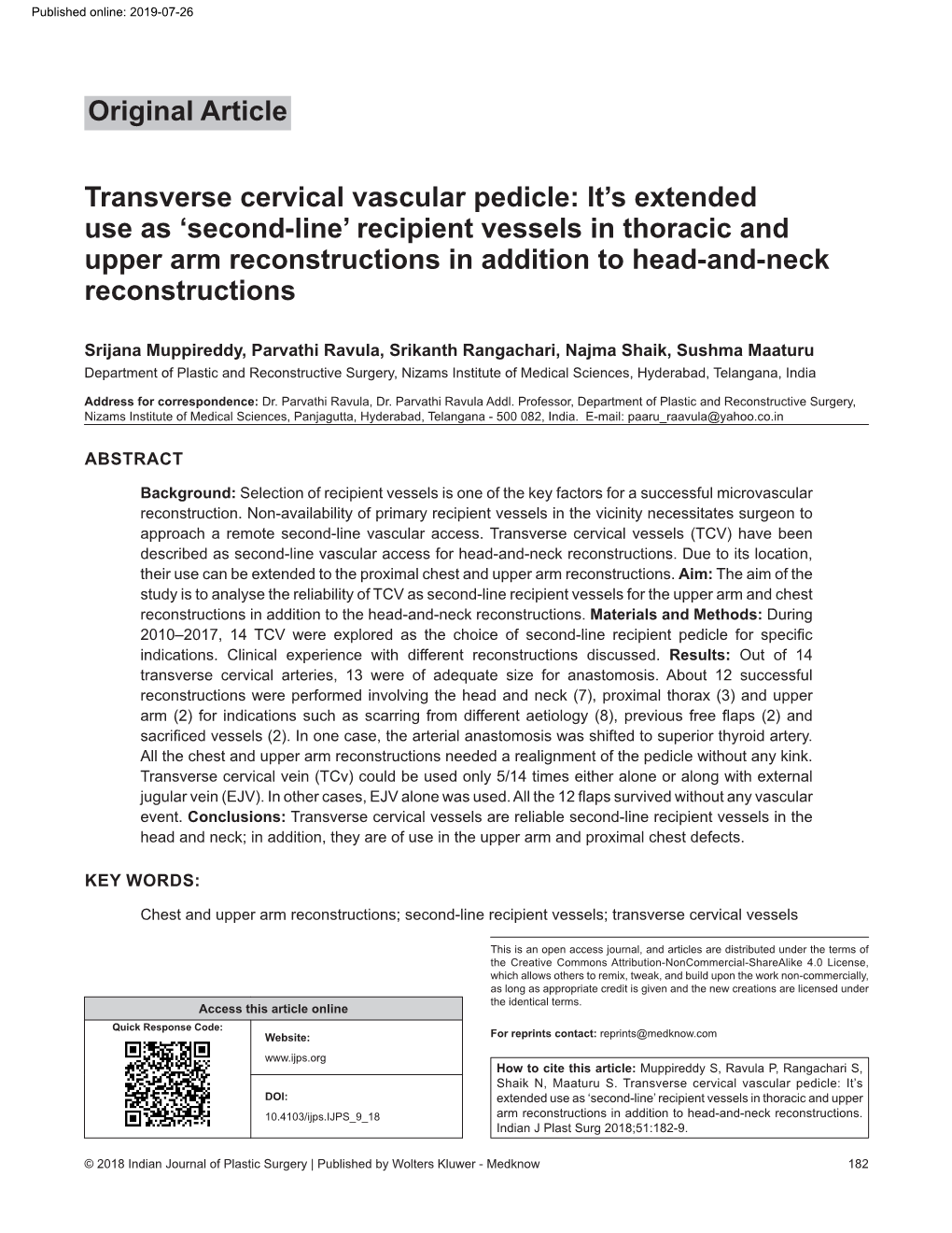 Transverse Cervical Vascular Pedicle