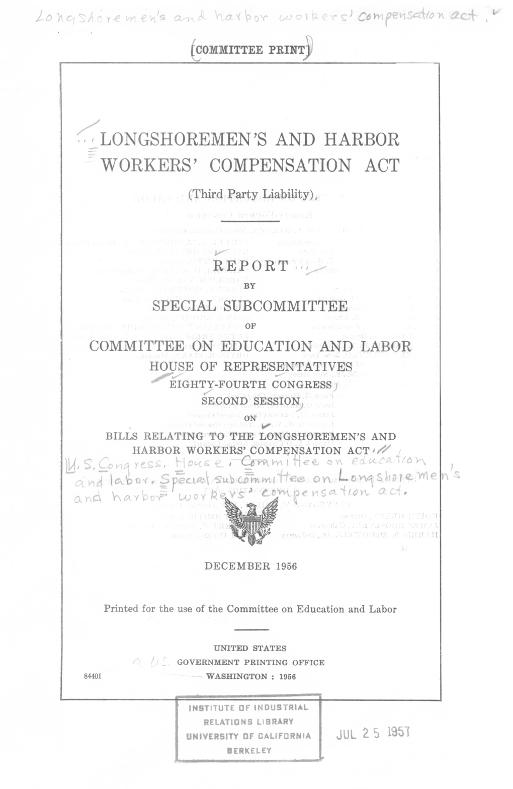 LONGSHOREMEN's and HARBOR WORKERS' COMPENSATION ACT (Third Party Liability)