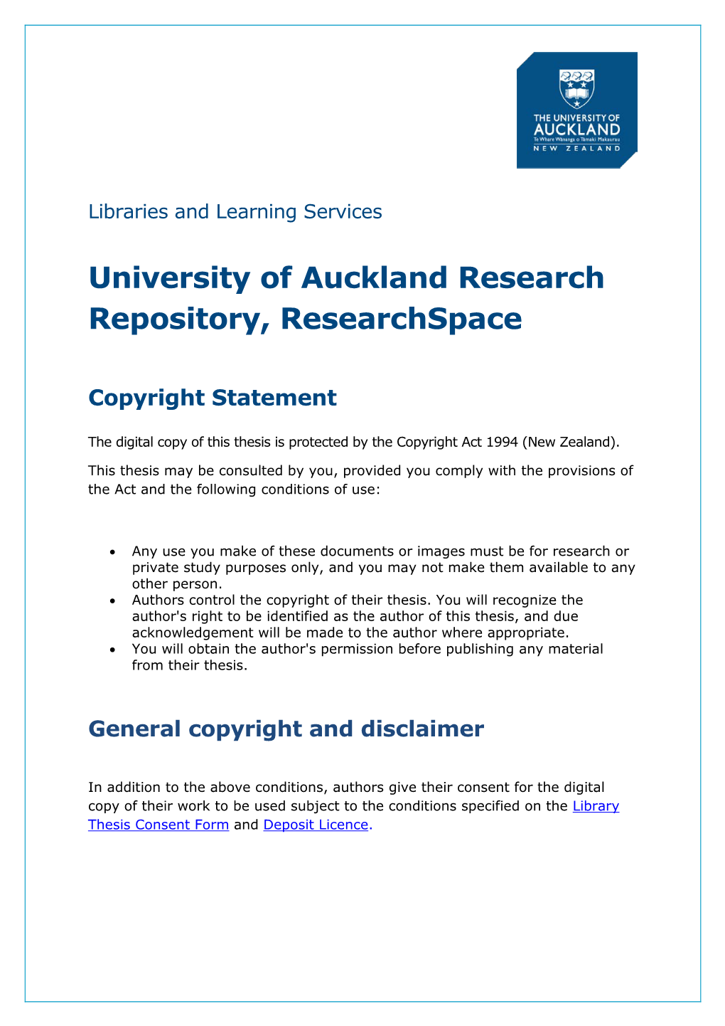 University of Auckland Research Repository, Researchspace