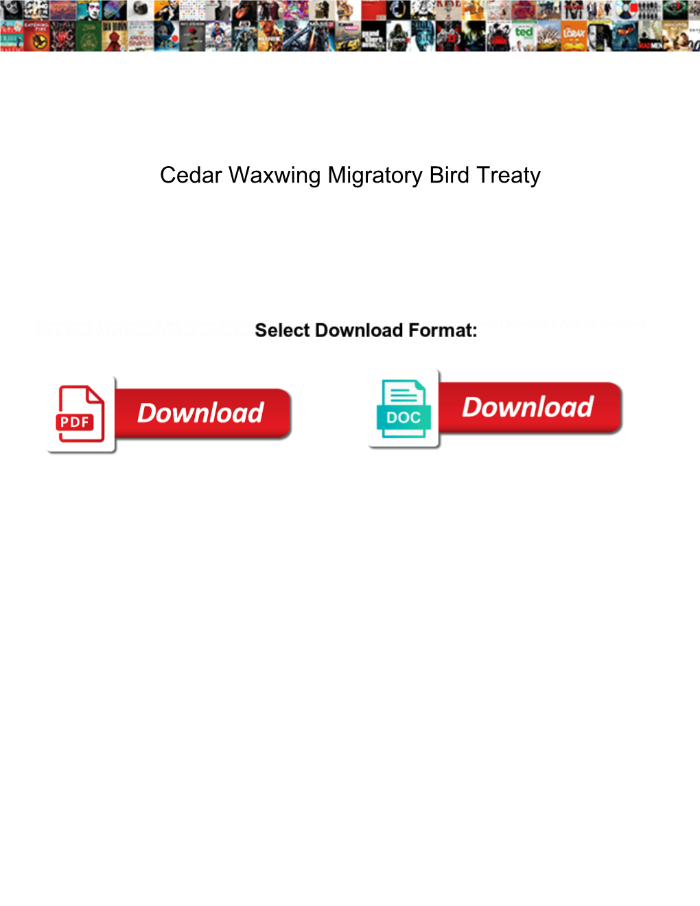 Cedar Waxwing Migratory Bird Treaty