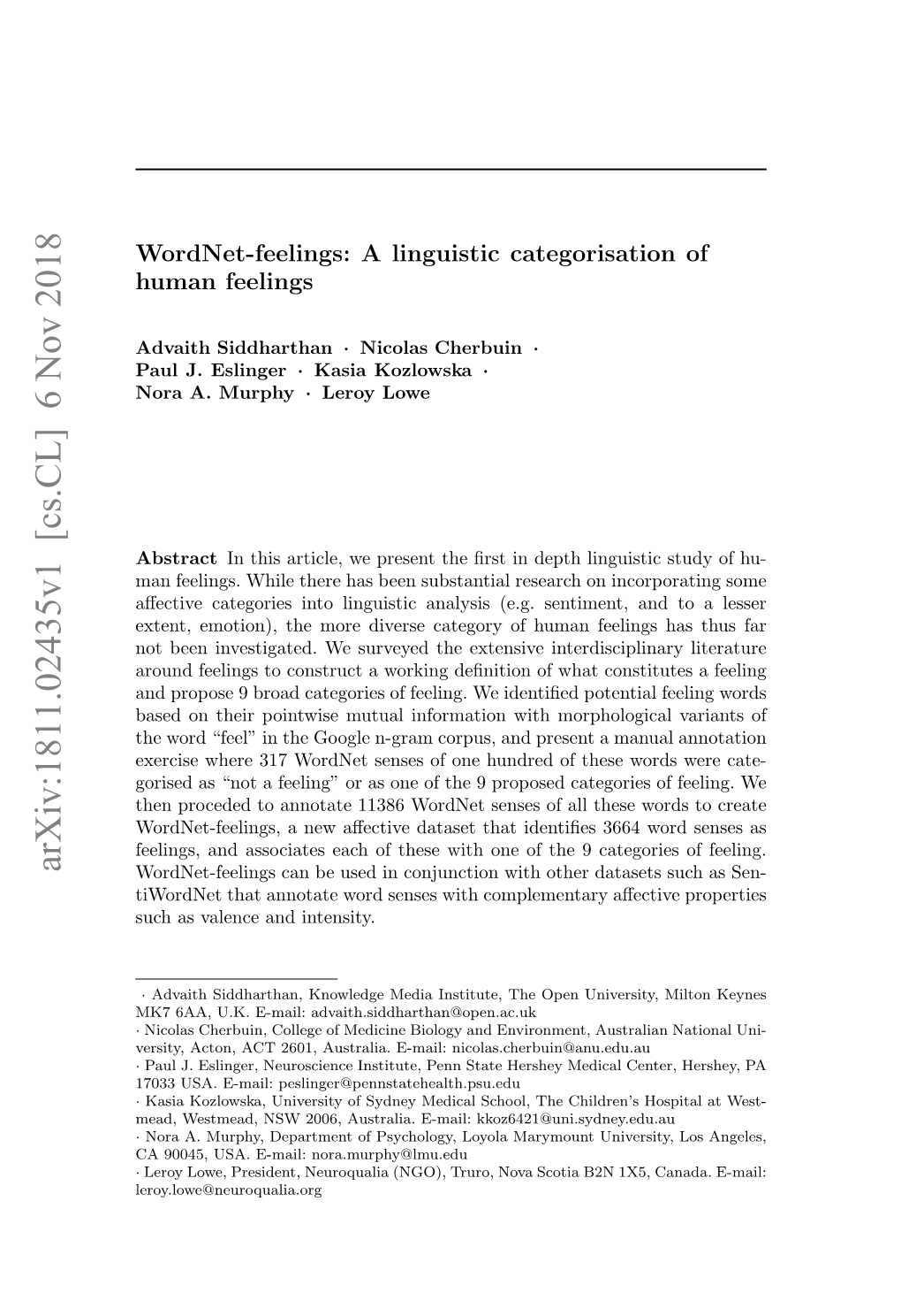 Arxiv:1811.02435V1 [Cs.CL] 6 Nov 2018