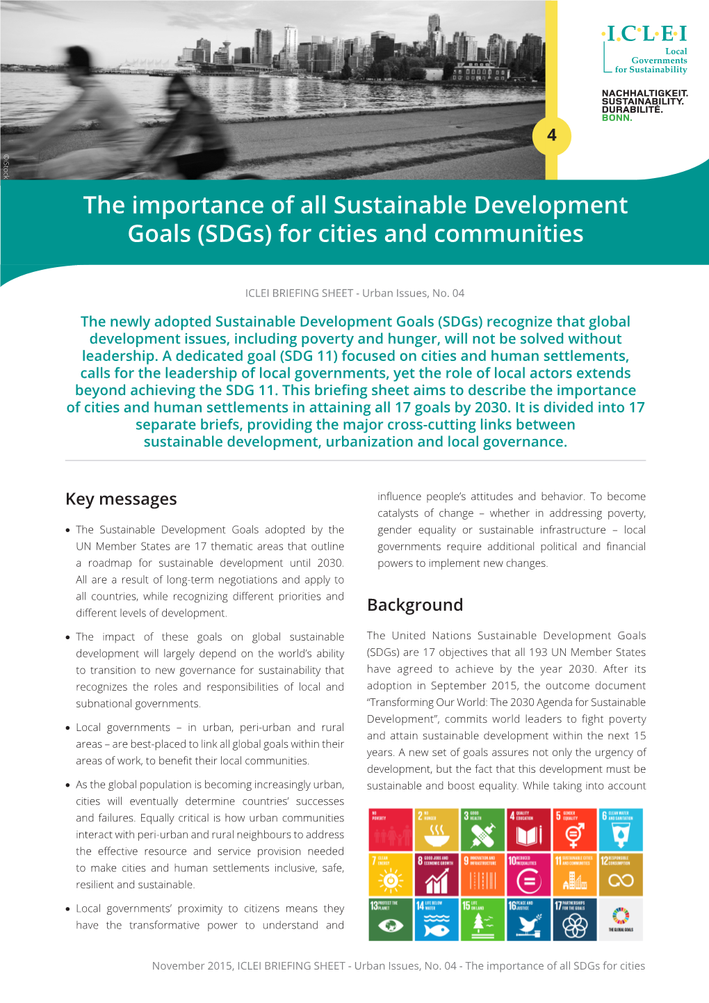 The Importance of All Sustainable Development Goals (Sdgs) for Cities and Communities