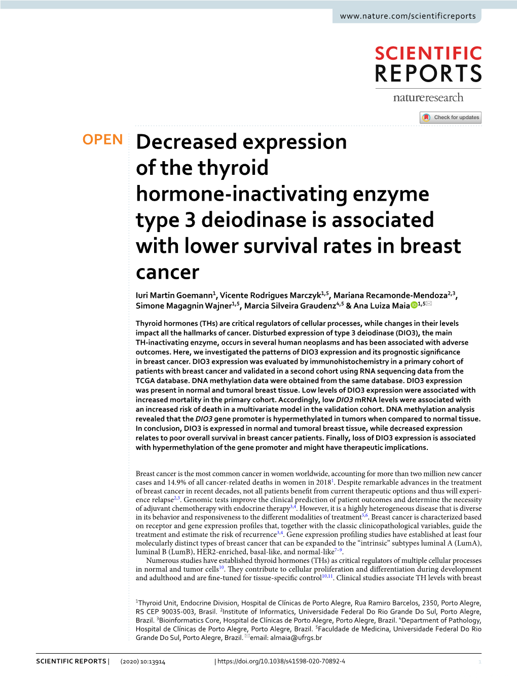 Decreased Expression of the Thyroid Hormone-Inactivating Enzyme Type