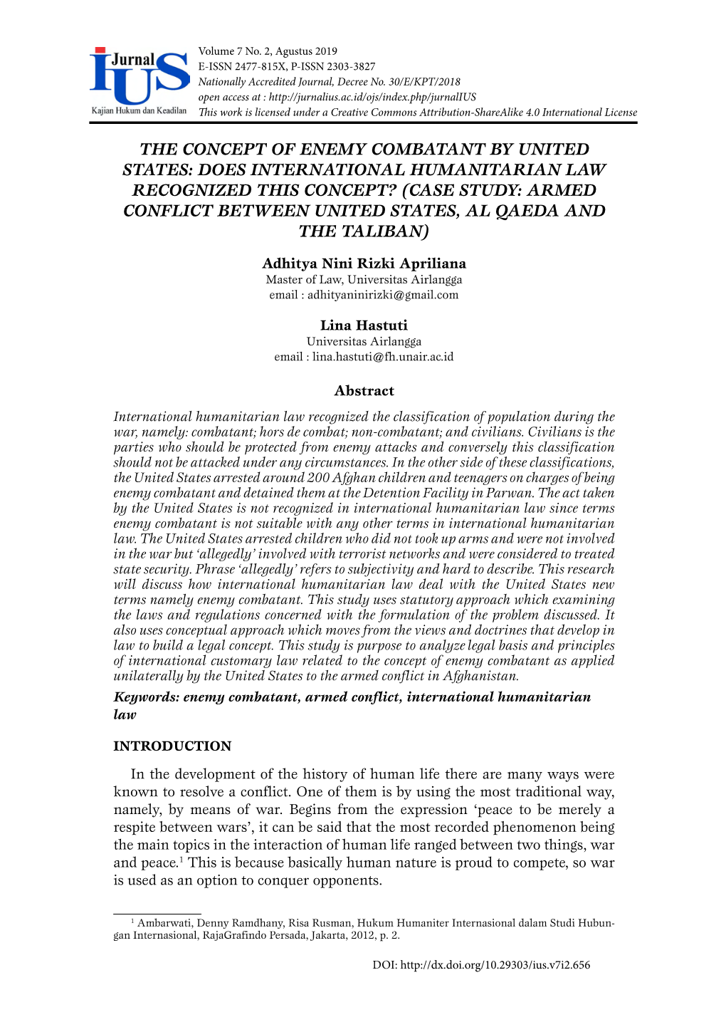 Does International Humanitarian Law Recognized This Concept? (Case Study: Armed Conflict Between United States, Al Qaeda and the Taliban)