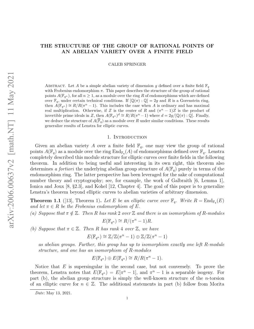 The Structure of the Group of Rational Points of an Abelian Variety Over a Finite Field