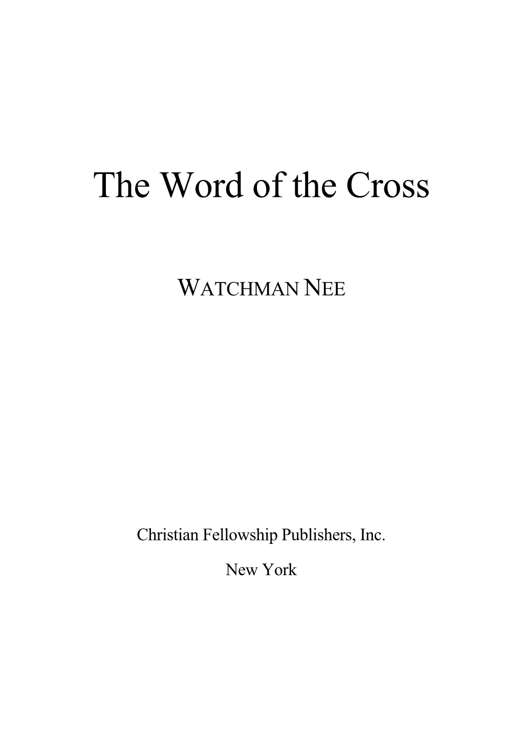 The Word of the Cross