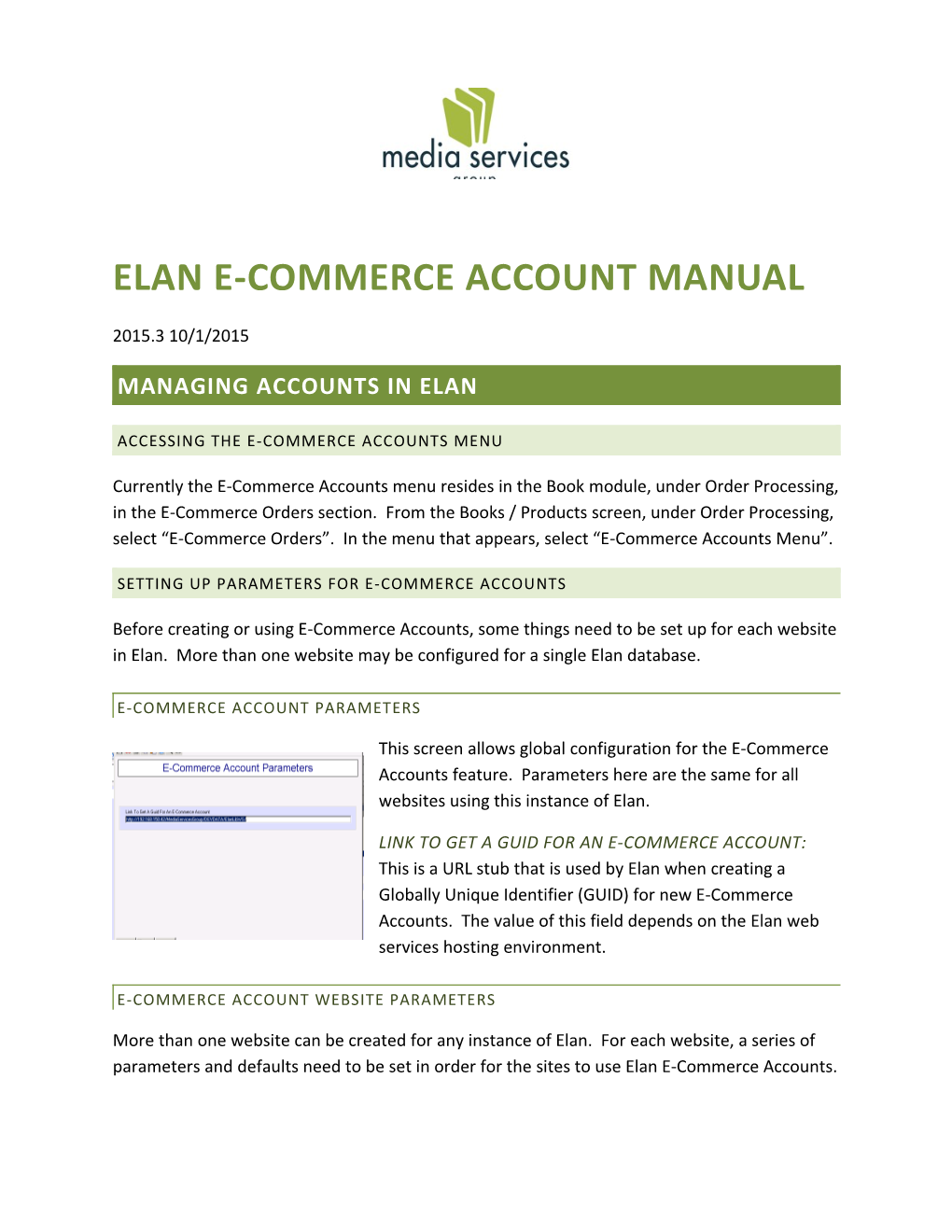 Elan E-Commerce Account Manual