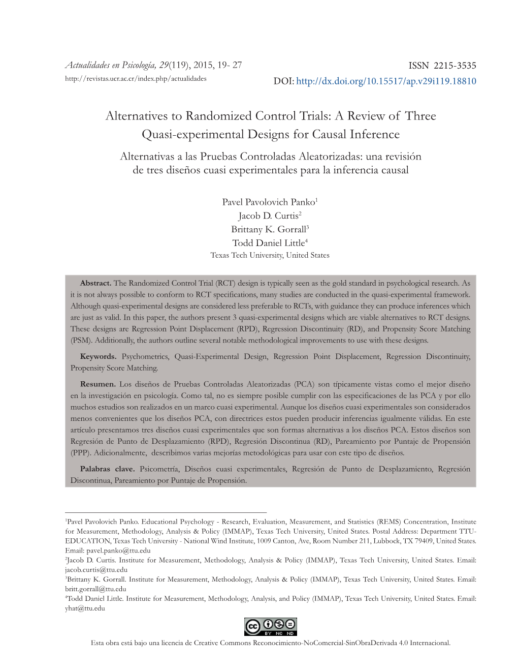 Alternatives to Randomized Control Trials: a Review of Three Quasi-Experimental Designs for Causal Inference