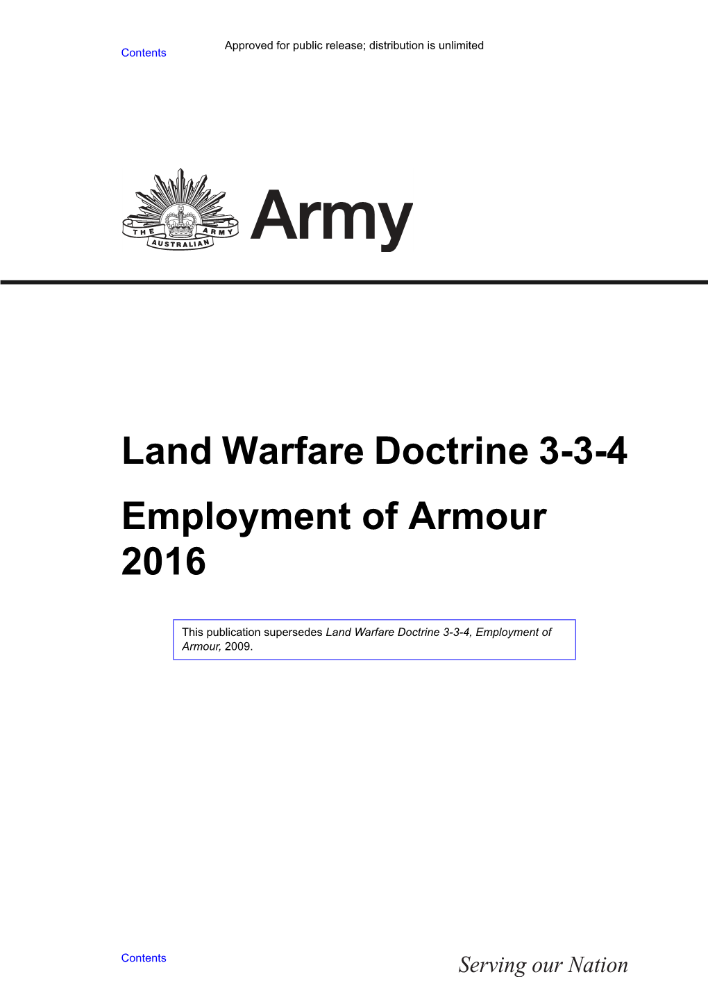 LWD 3-3-4, Employment of Armour 2016