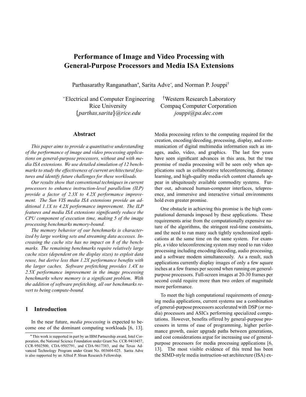 Performance of Image and Video Processing with General-Purpose