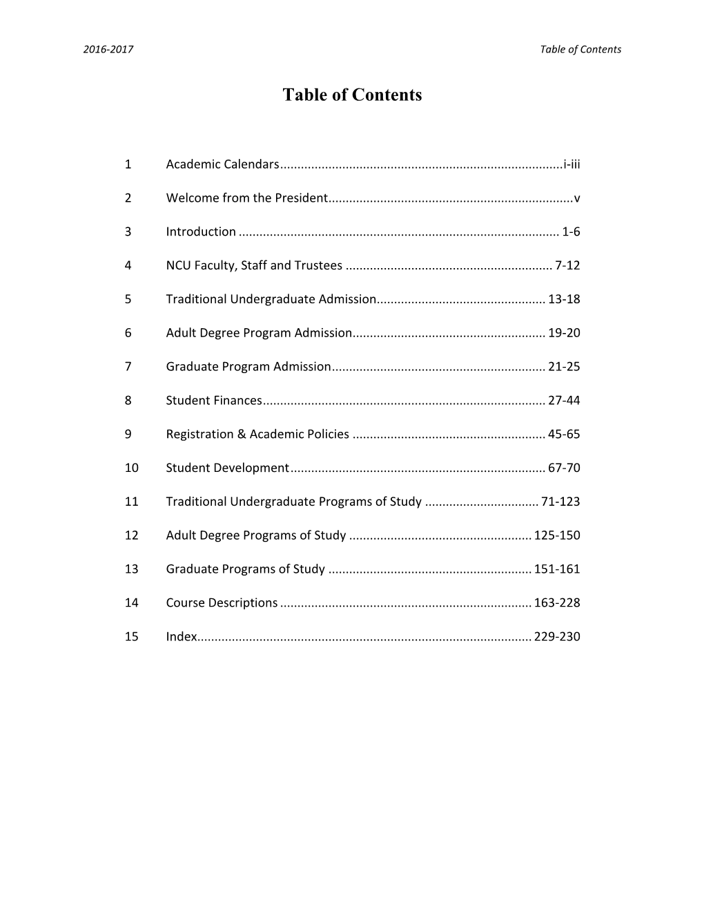 Table of Contents