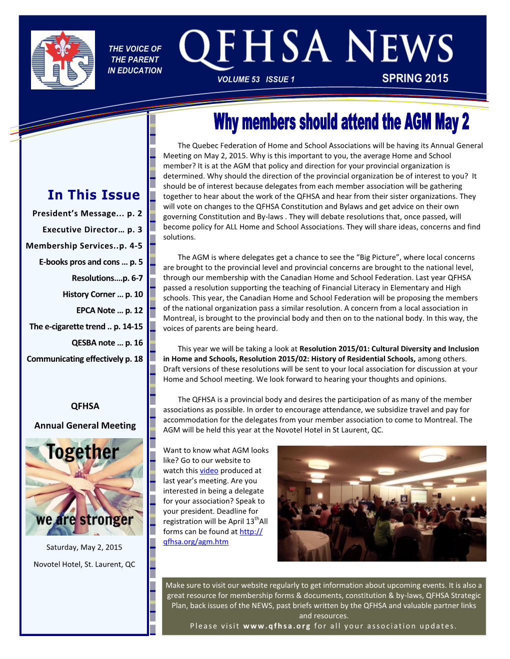 Qfhsa News Spring 2015