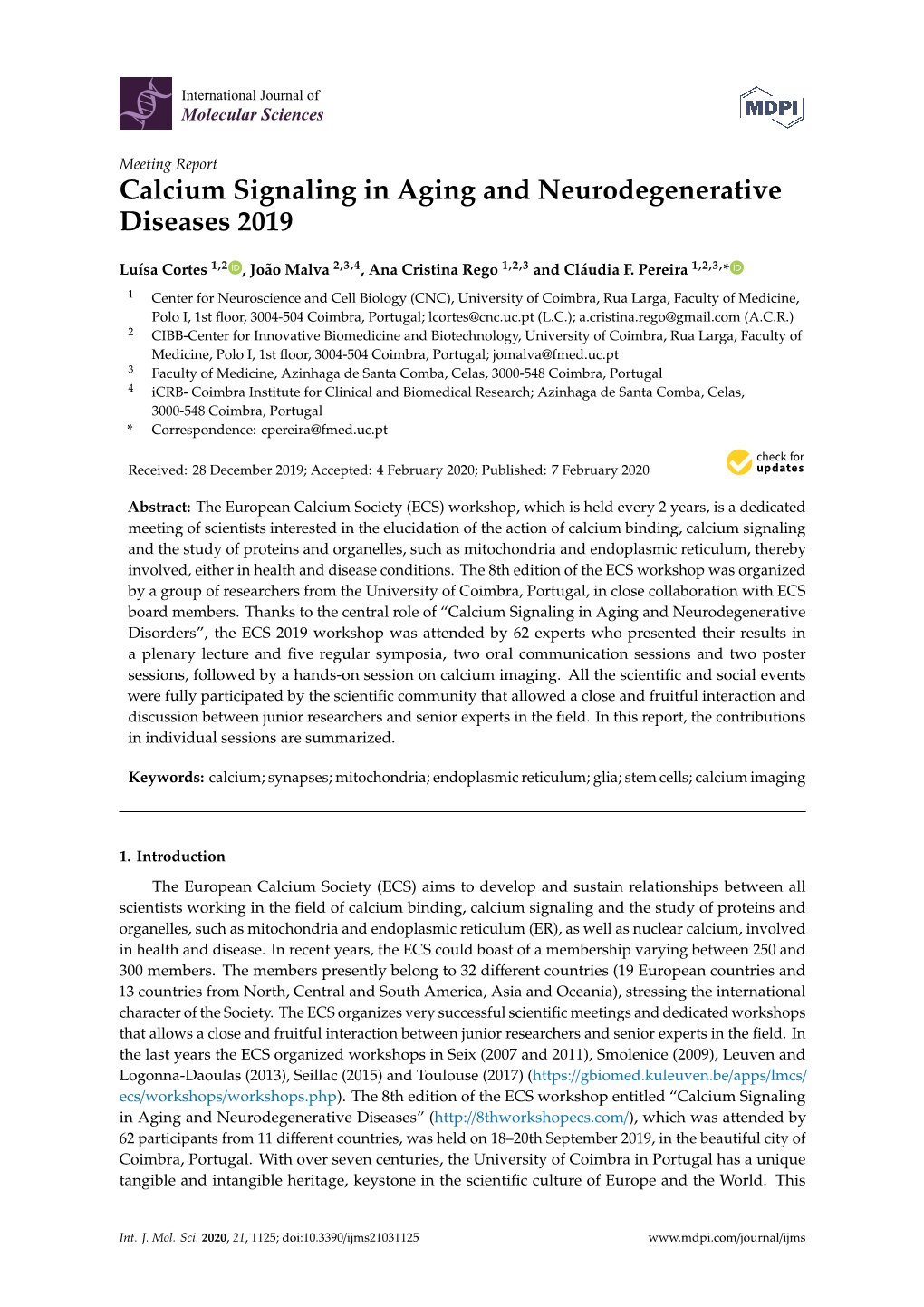 Calcium Signaling in Aging and Neurodegenerative Diseases 2019