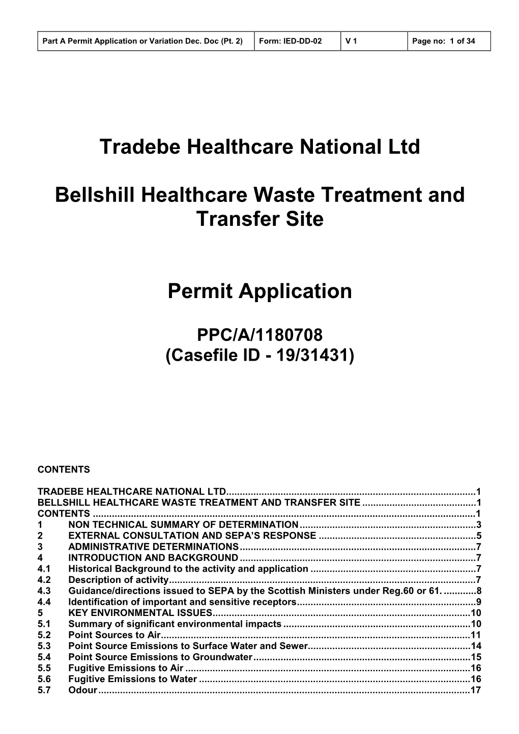 Tradebe Healthcare National Ltd Bellshill Healthcare Waste