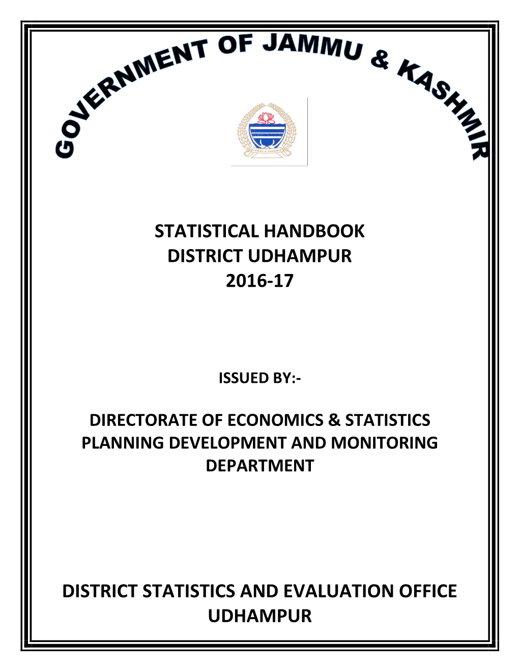 Statistical Handbook District Udhampur 2016-17 District