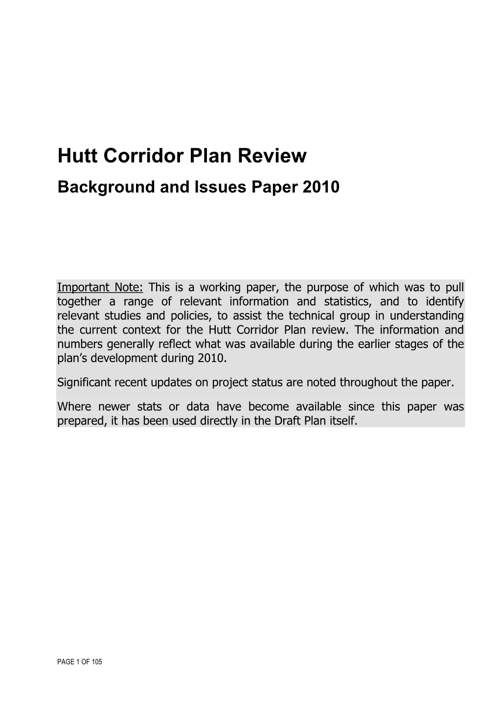 Background and Issues Paper 2010