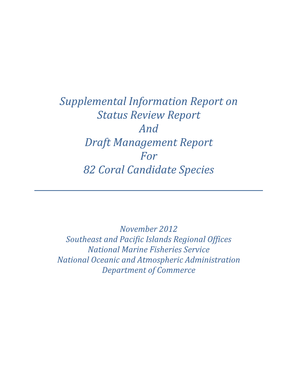 Final Corals Supplemental Information Report