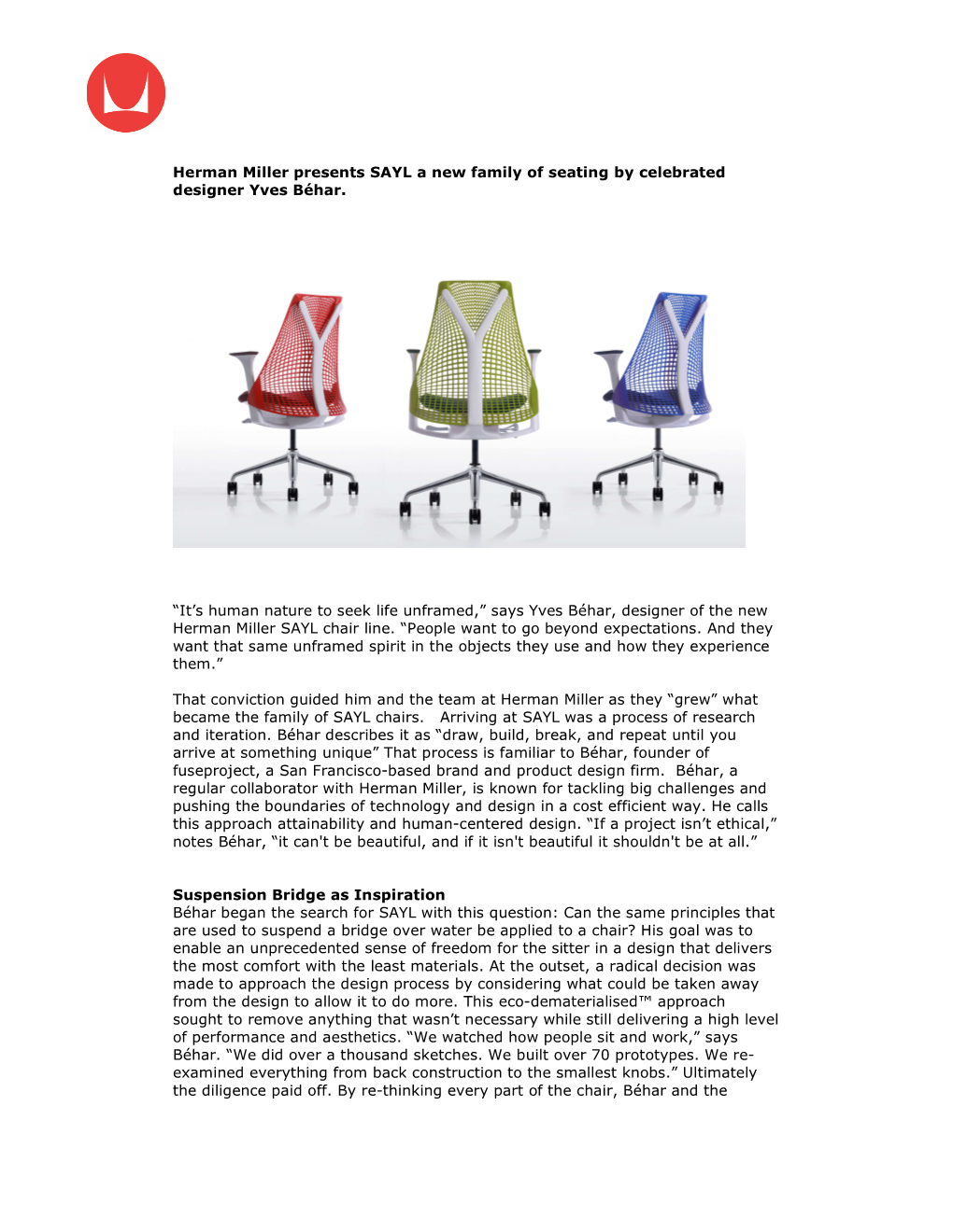 Herman Miller SAYL Chair Line