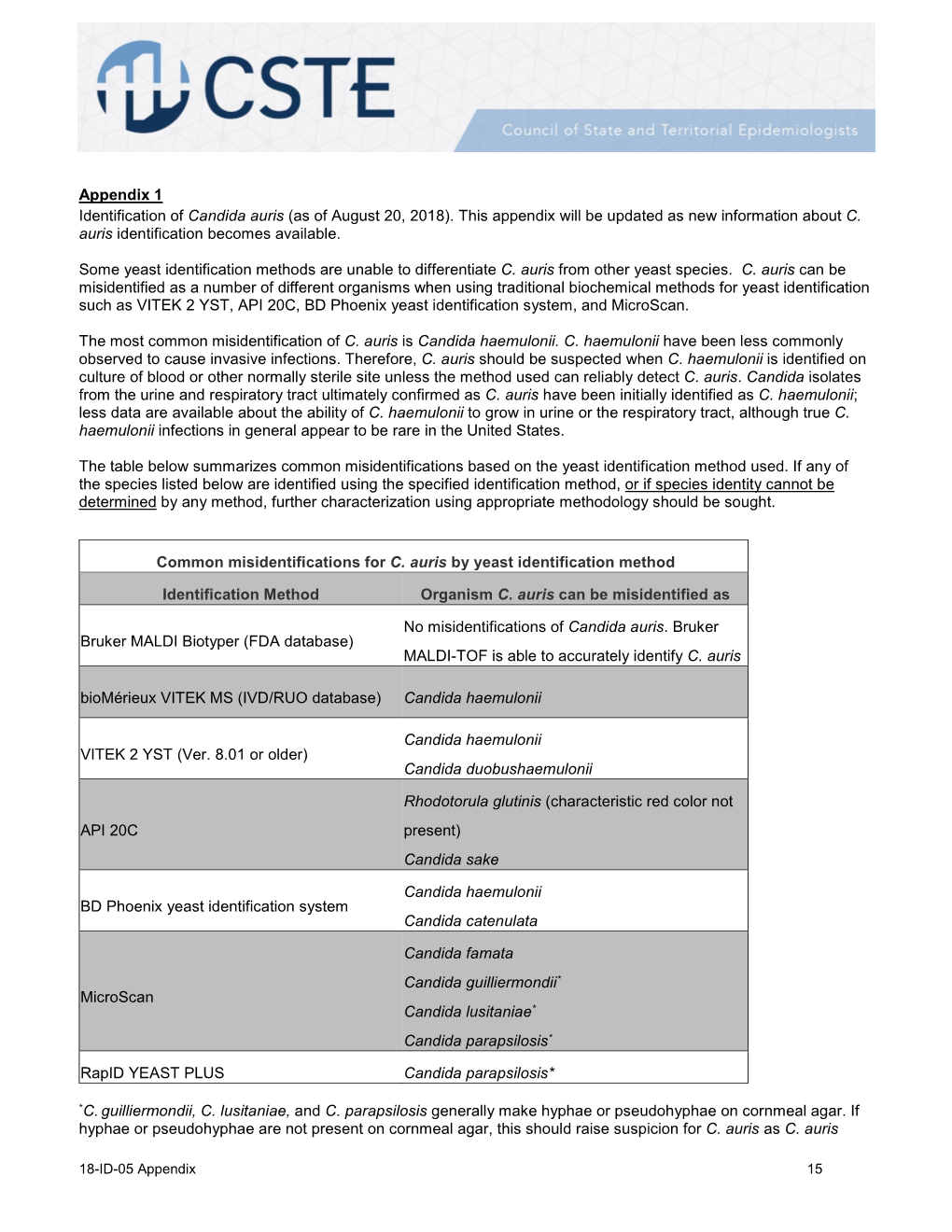 Council of State and Territorial Epidemiologists