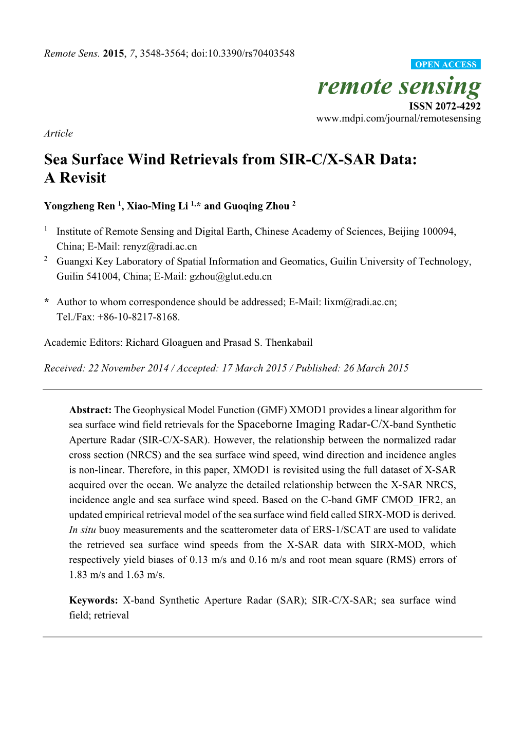Sea Surface Wind Retrievals from SIR-C/X-SAR Data: a Revisit