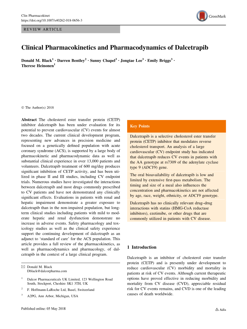 Clinical Pharmacokinetics and Pharmacodynamics of Dalcetrapib