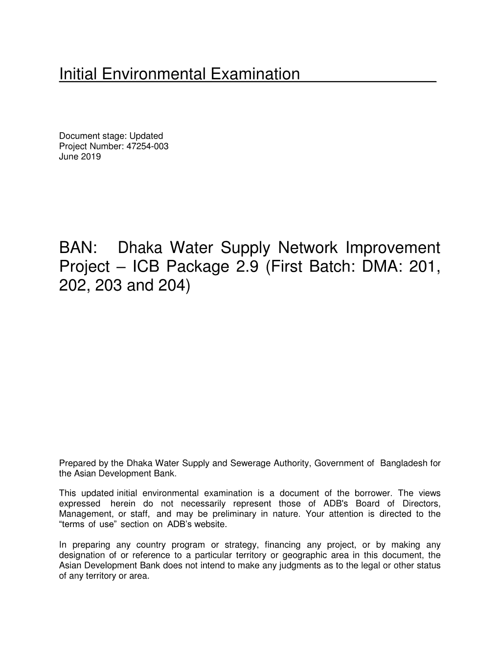 47254-003: Dhaka Water Supply Network Improvement