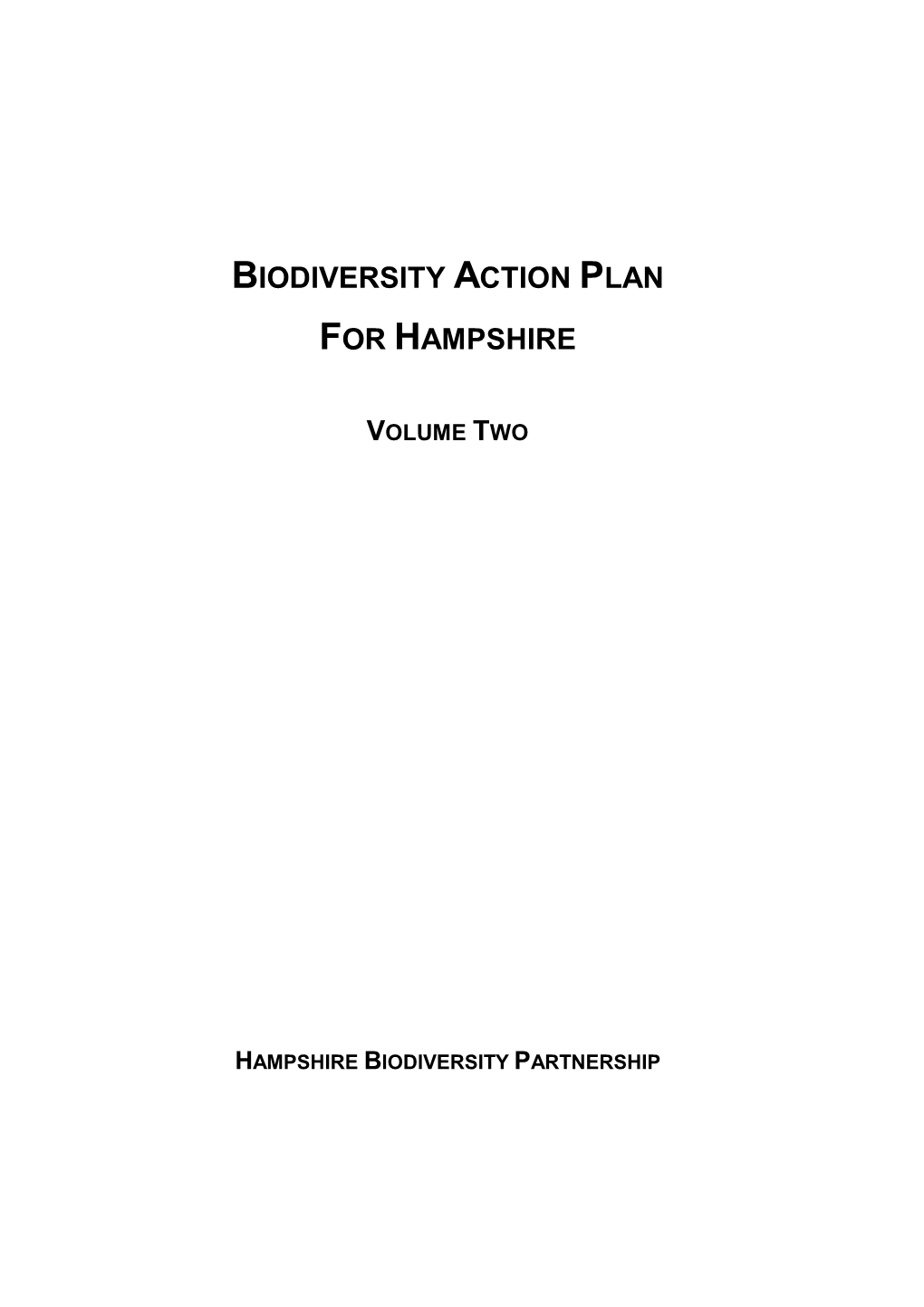 Biodiversity Action Plan for Hampshire