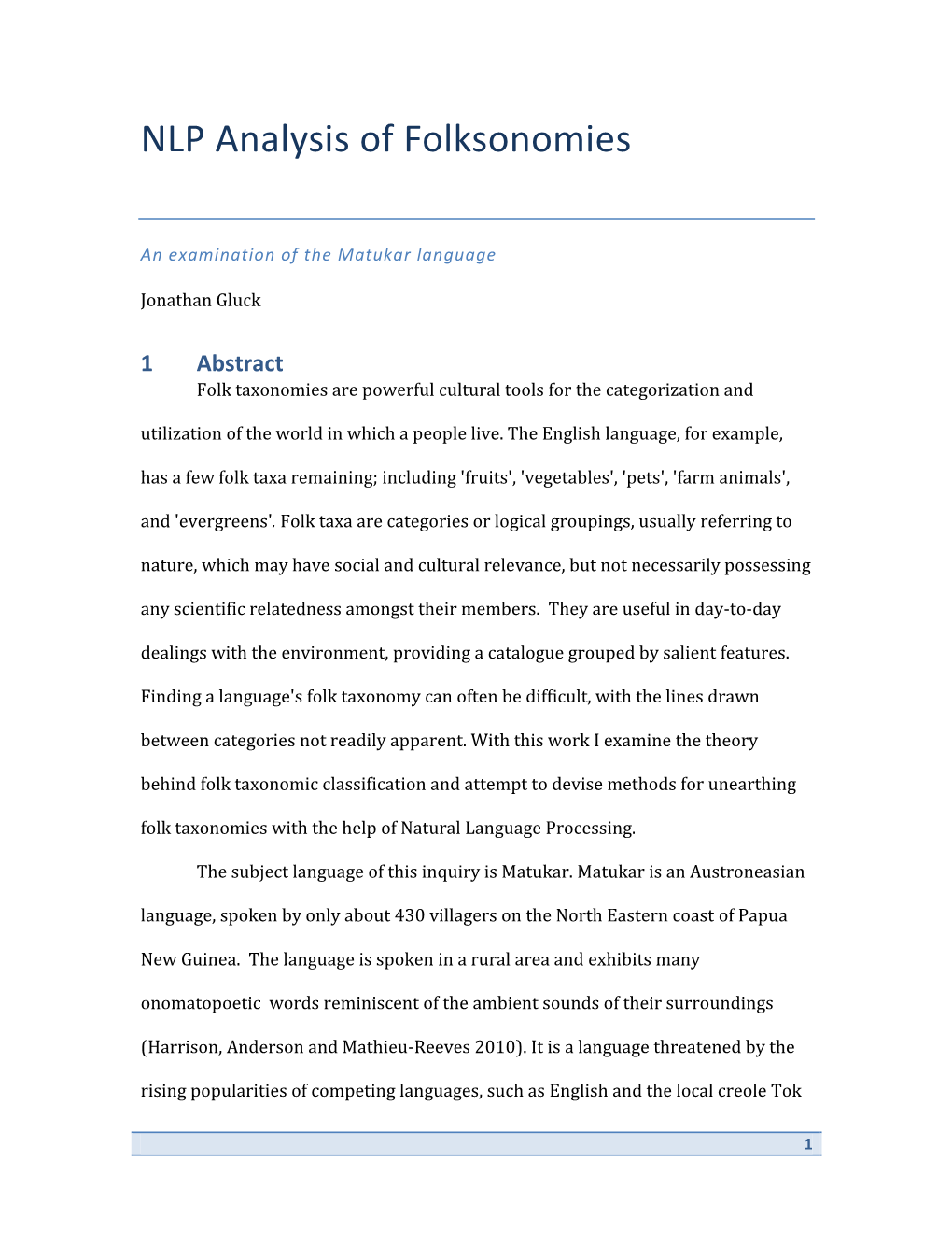 NLP Analysis of Folksonomies