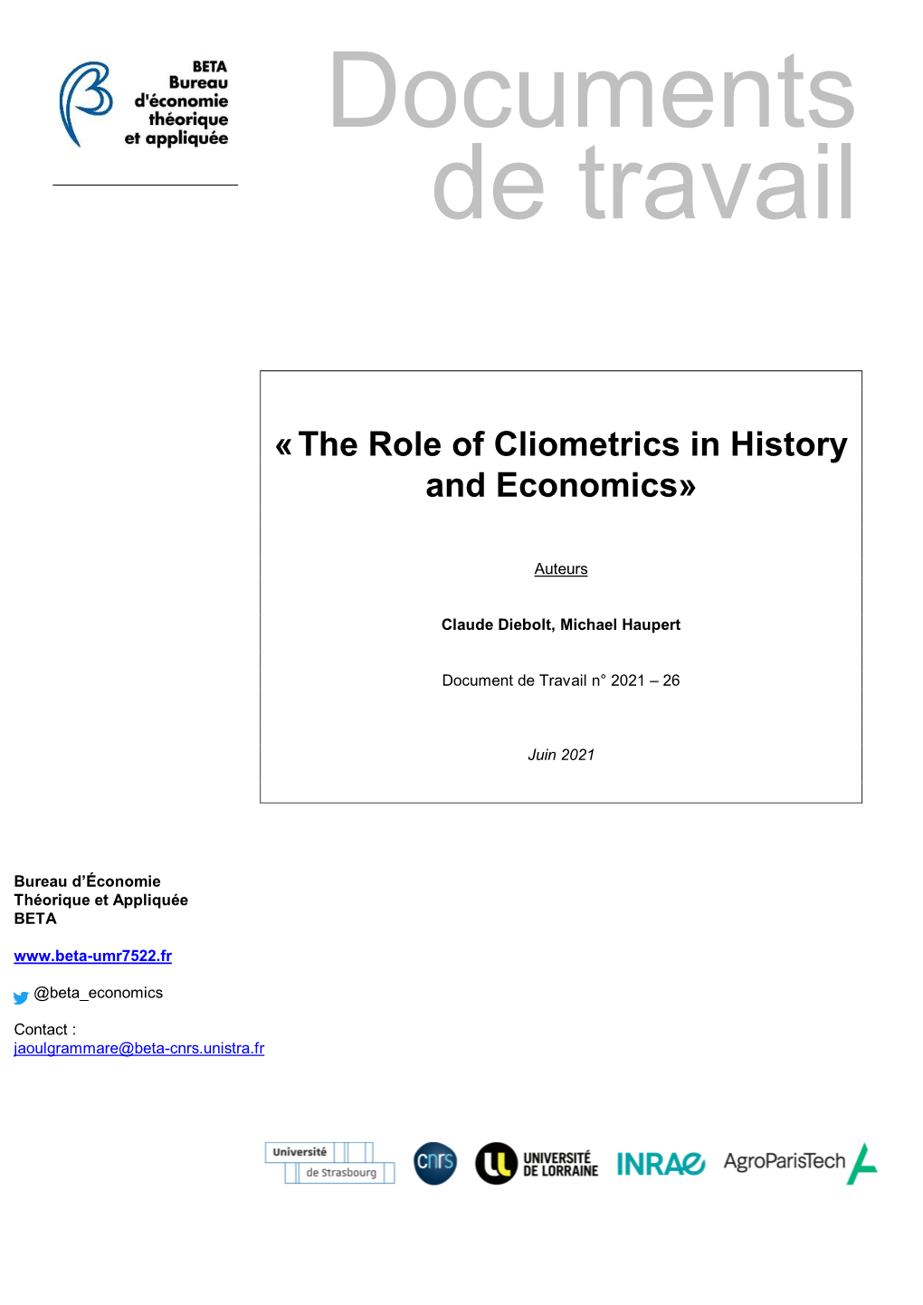 The Role of Cliometrics in History and Economics