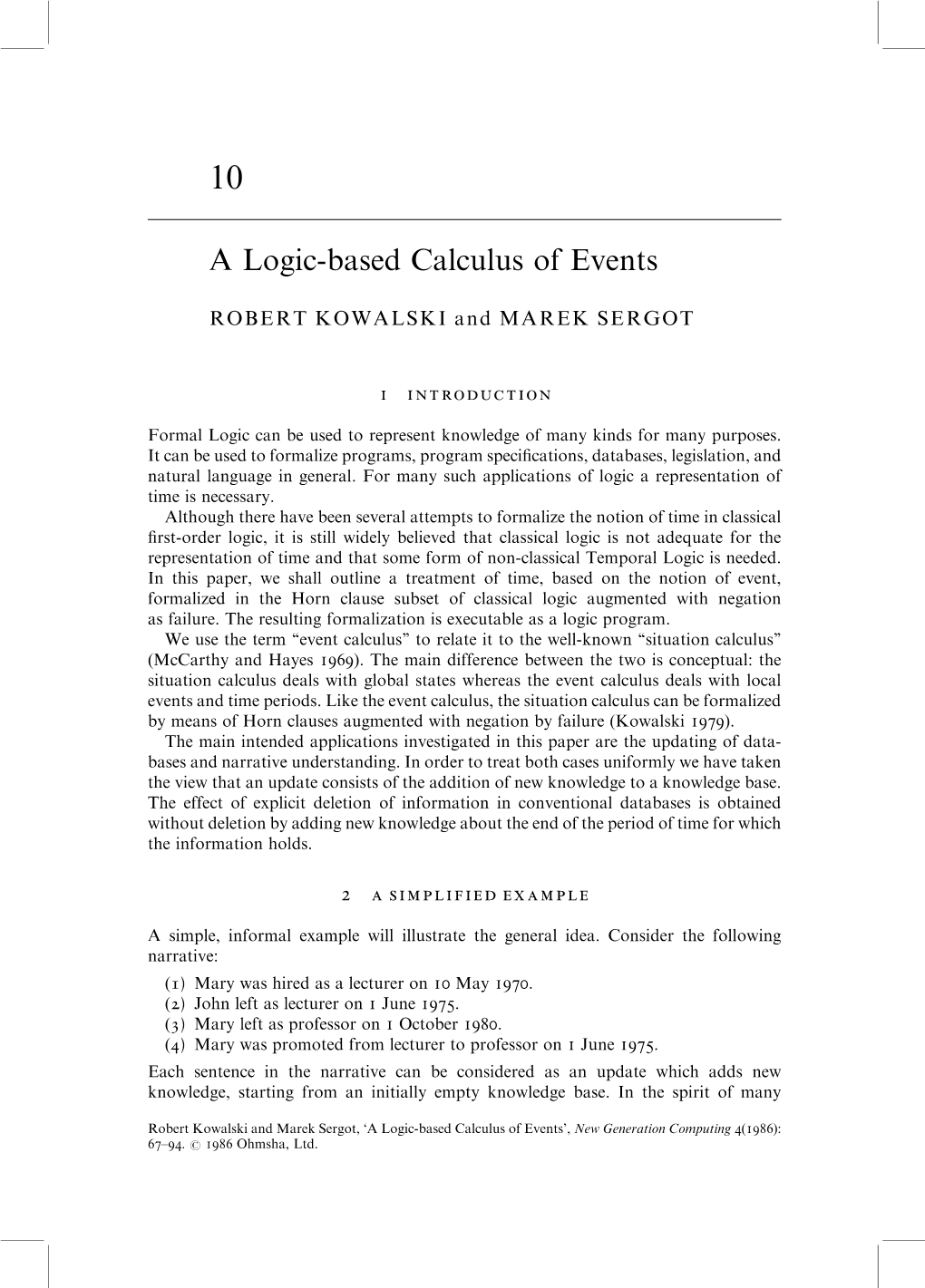 A Logic-Based Calculus of Events