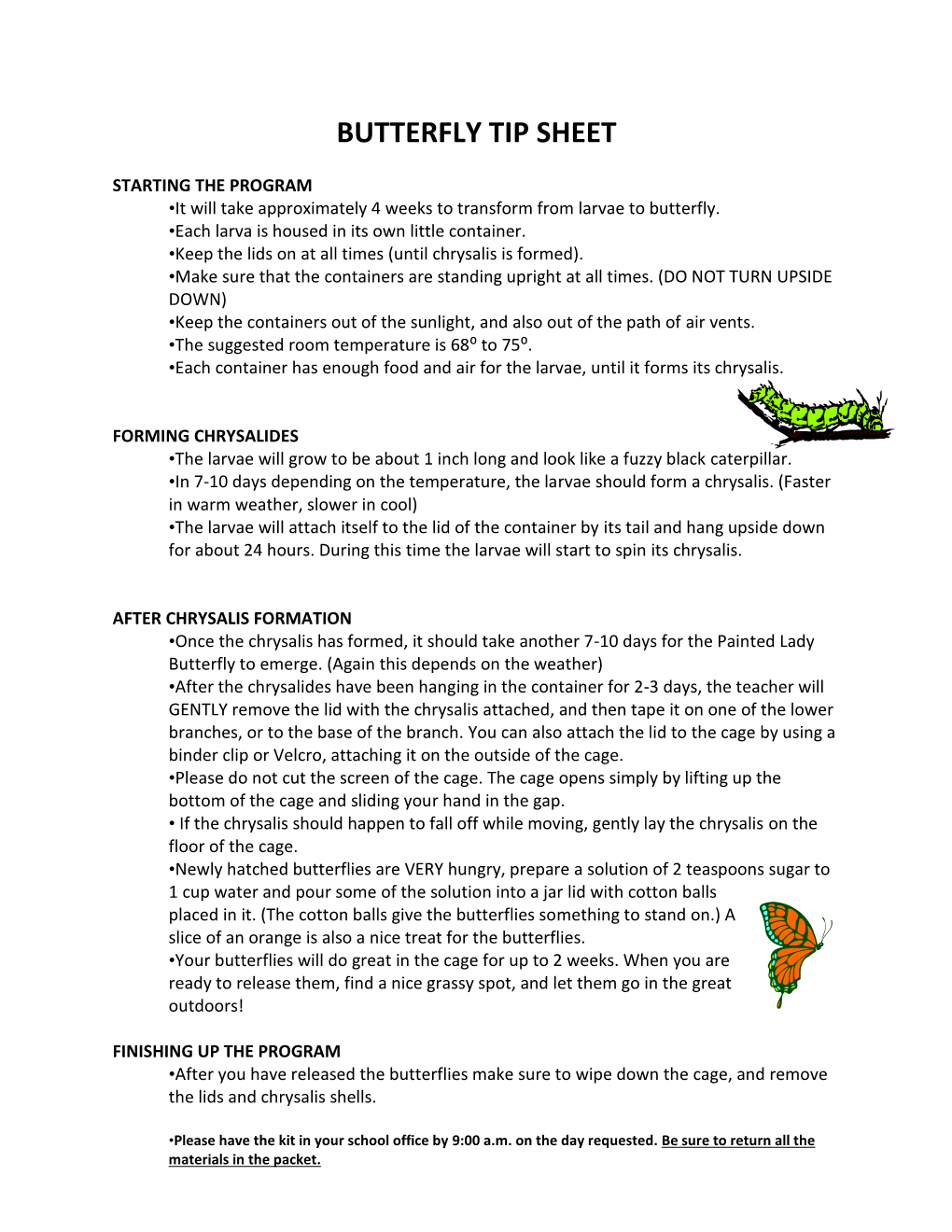 Butterfly Tip Sheet