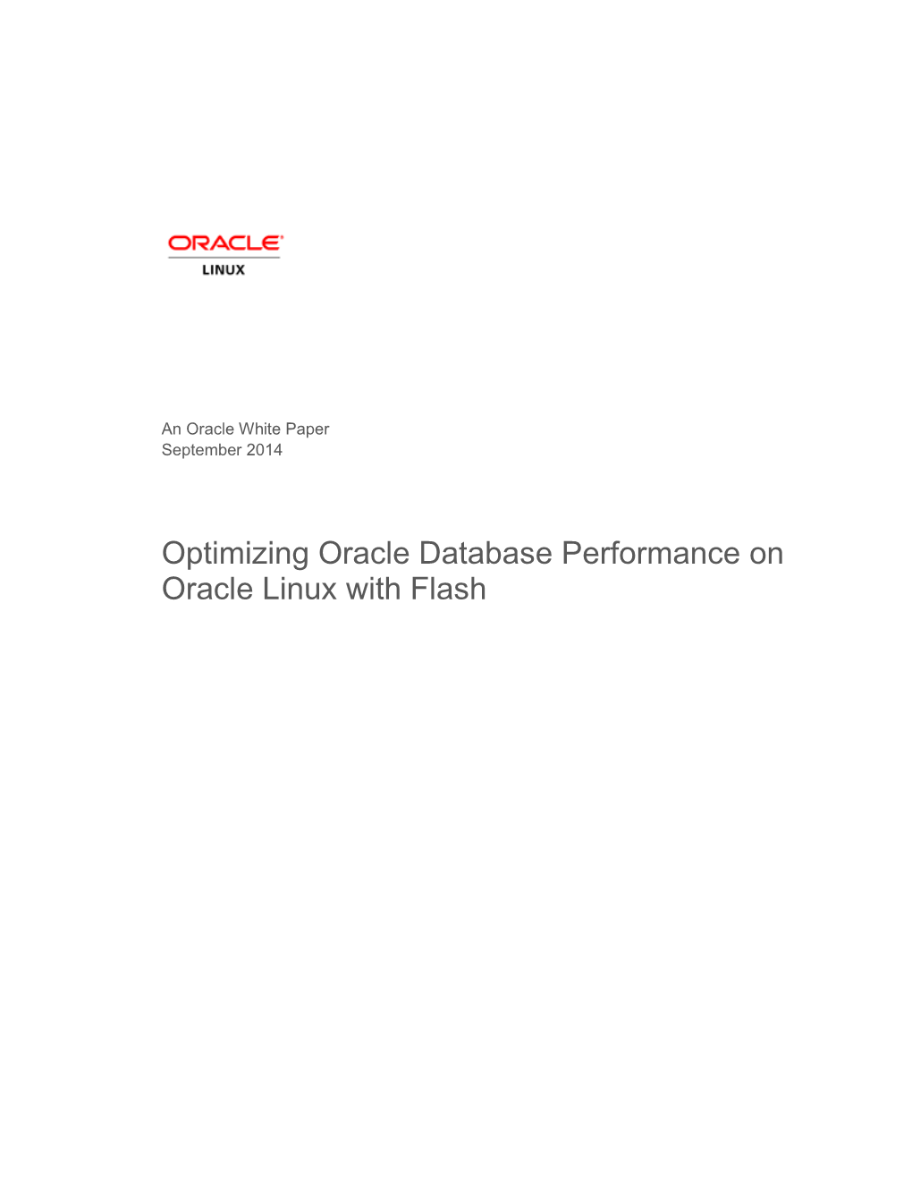 Optimizing Oracle Database on Oracle Linux with Flash