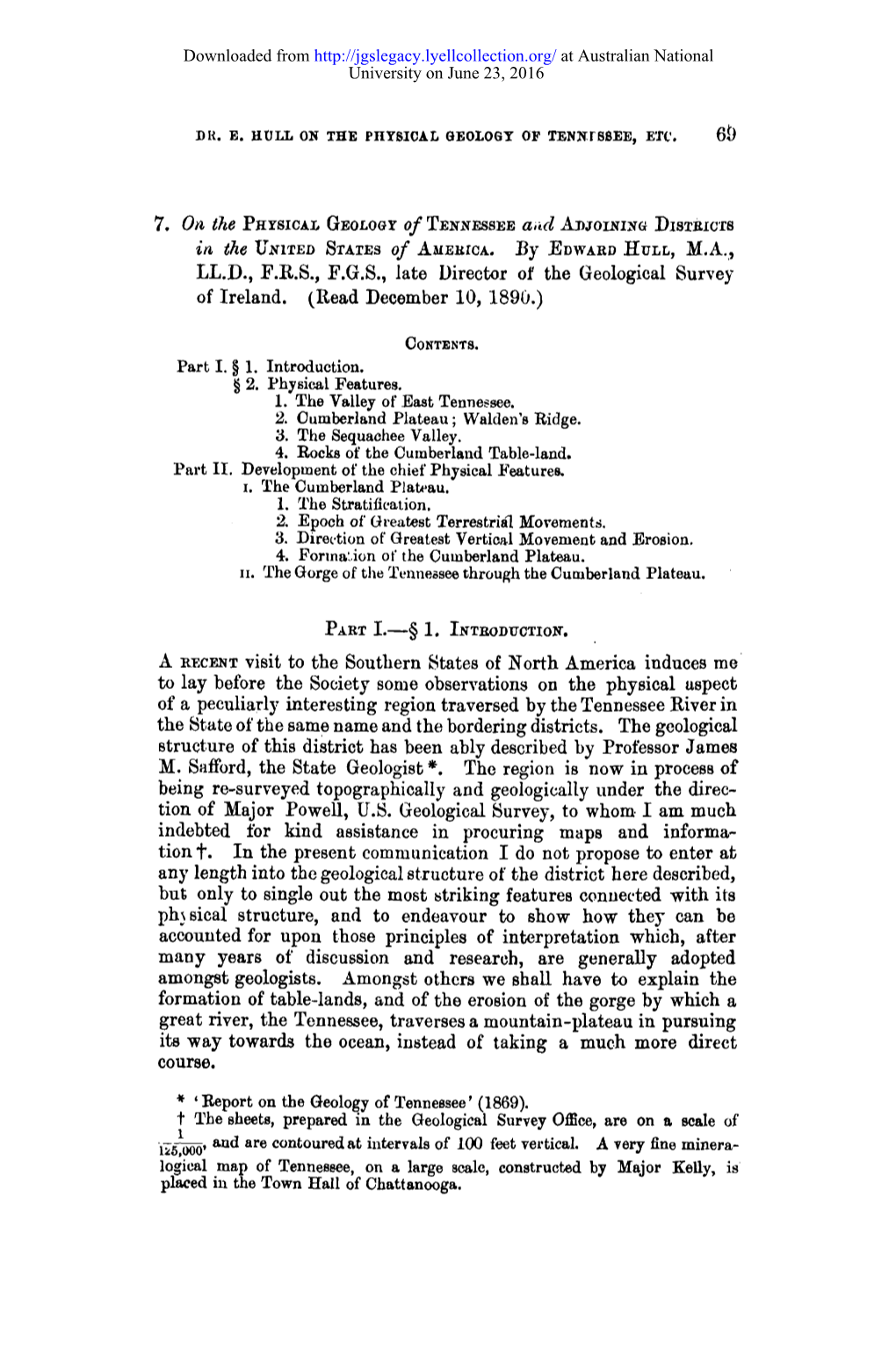 GEOLOGY of TEN~Essre A,~D A~JOL~I~6 Dis~1C'rs in the U~I~ED Sra~.S of A~Ts~Tca