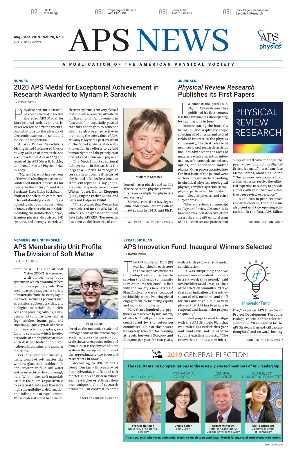 APS News, August-September 2019, Vol. 28, No. 8