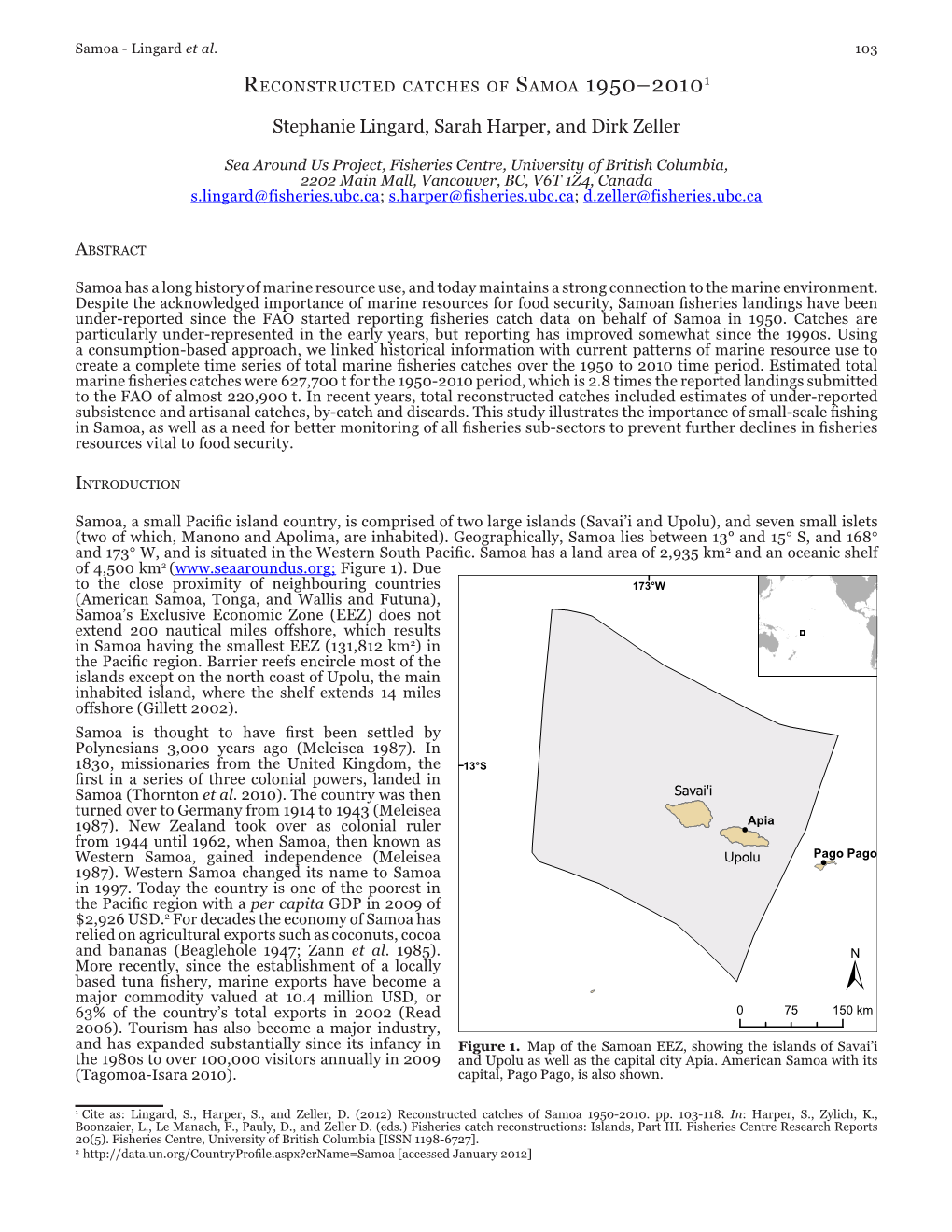 Reconstructed Catches of Samoa 1950–20101