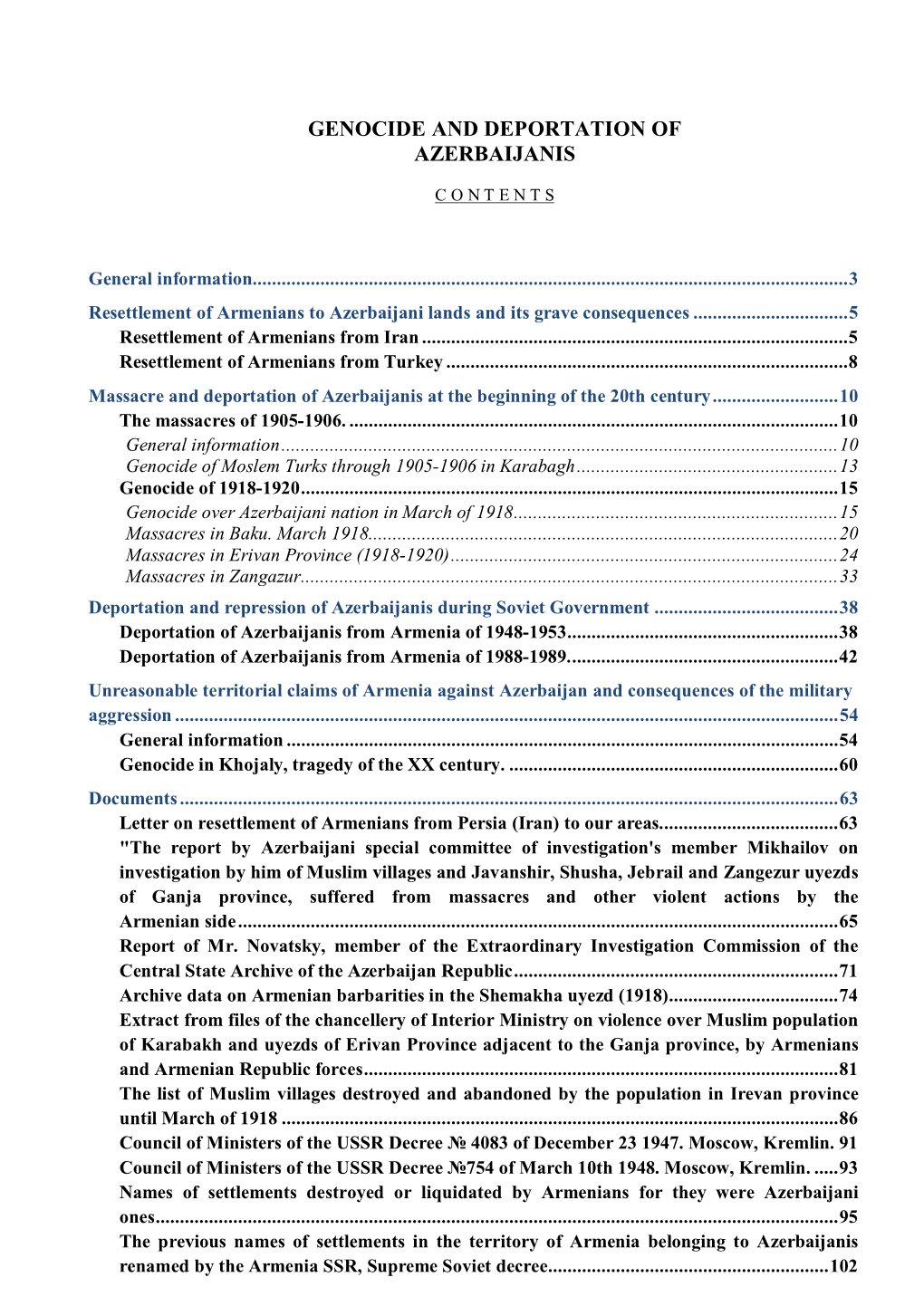 Genocide and Deportation of Azerbaijanis