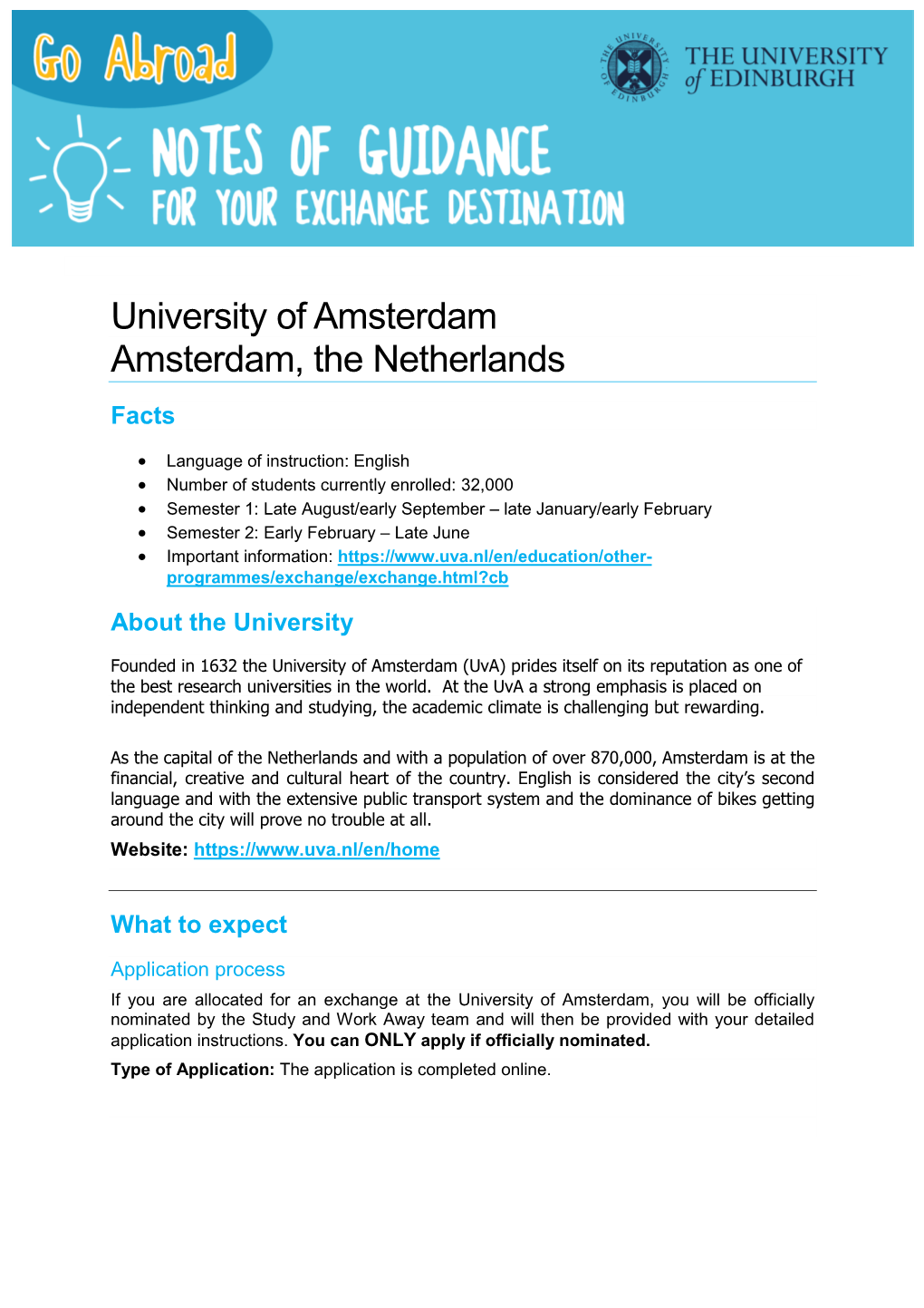 University of Amsterdam Amsterdam, the Netherlands