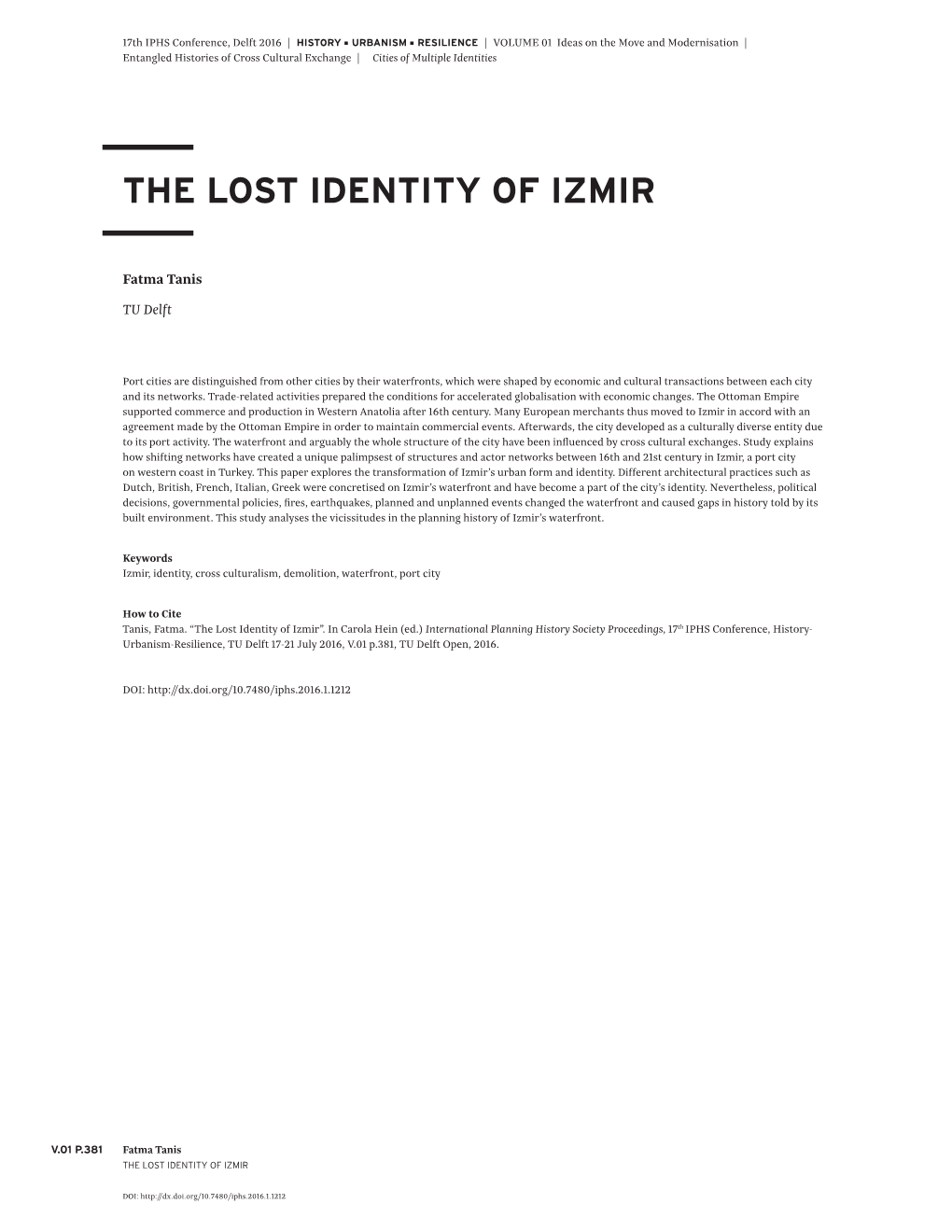 The Lost Identity of Izmir