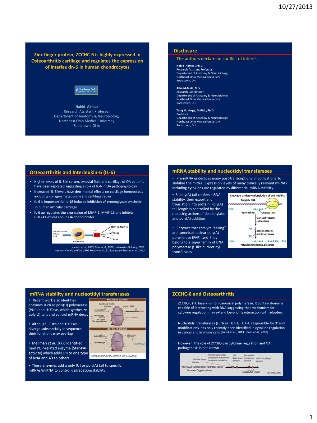 Disclosure Osteoarthritis and Interleukin-6 (IL-6) Mrna Stability