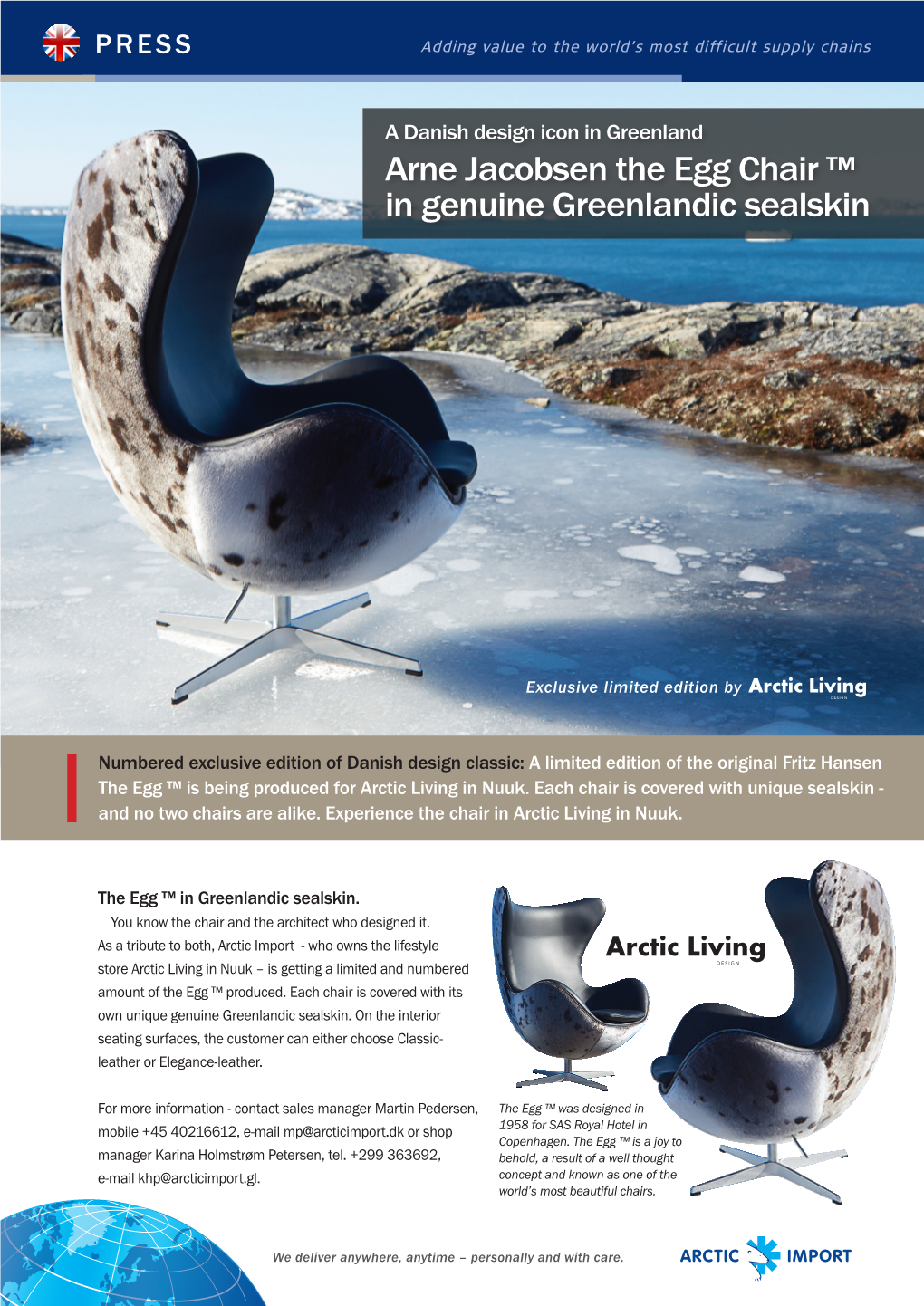 Arne Jacobsen the Egg Chair ™ in Genuine Greenlandic Sealskin